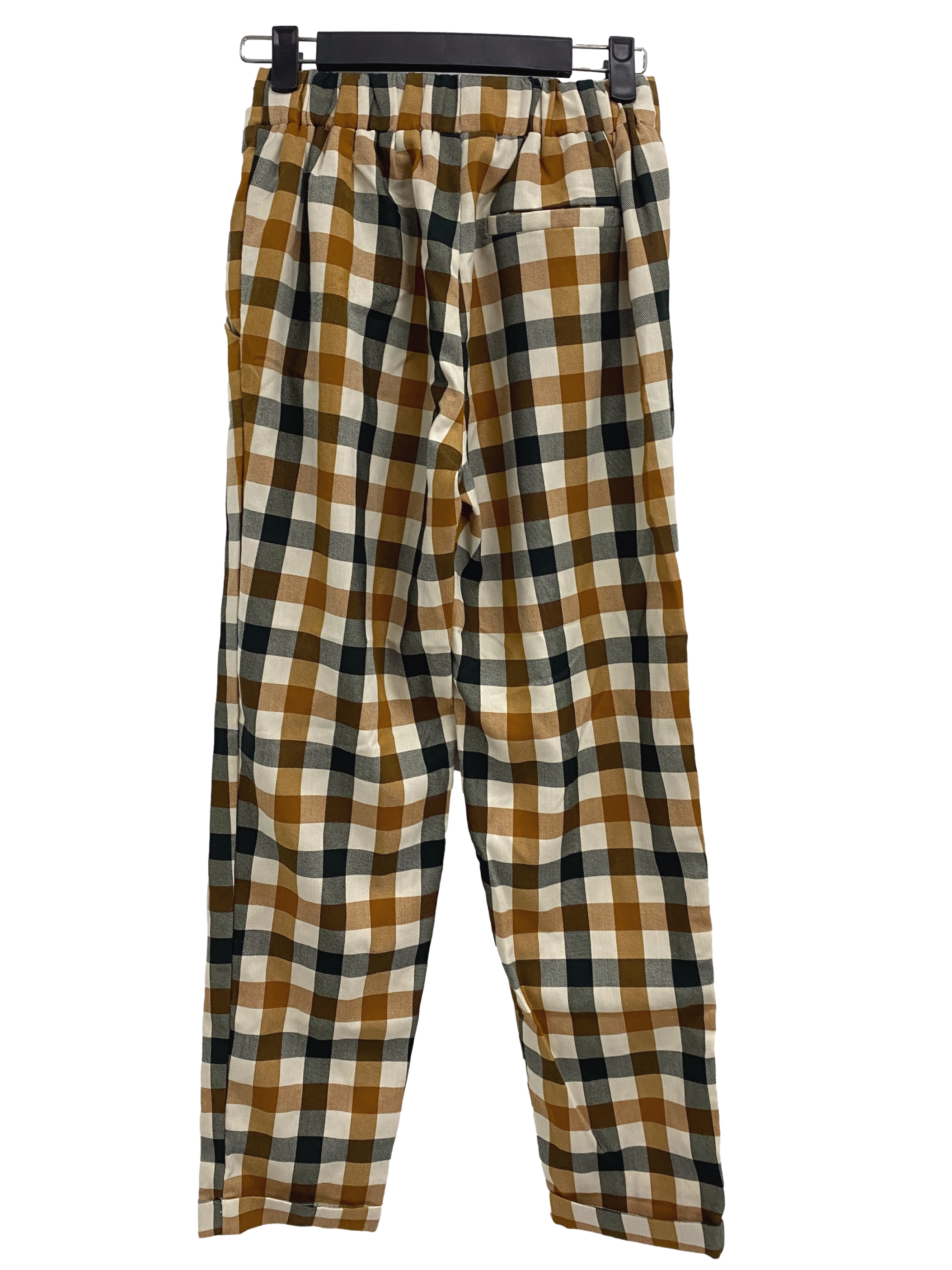 Multicolour Checkered Rolled Hem Pants