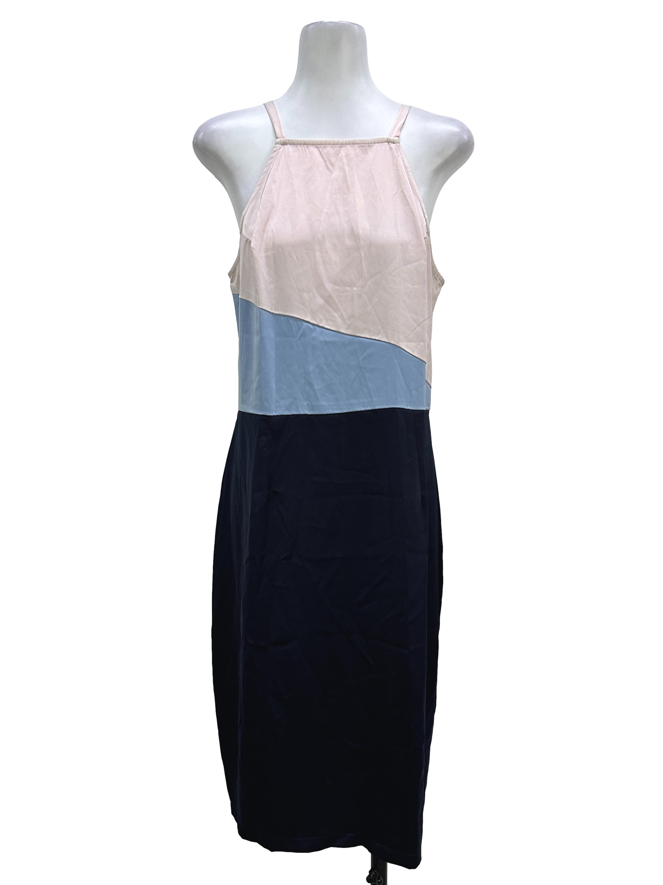 Multicolor Block Halter Neck Sheath Dress