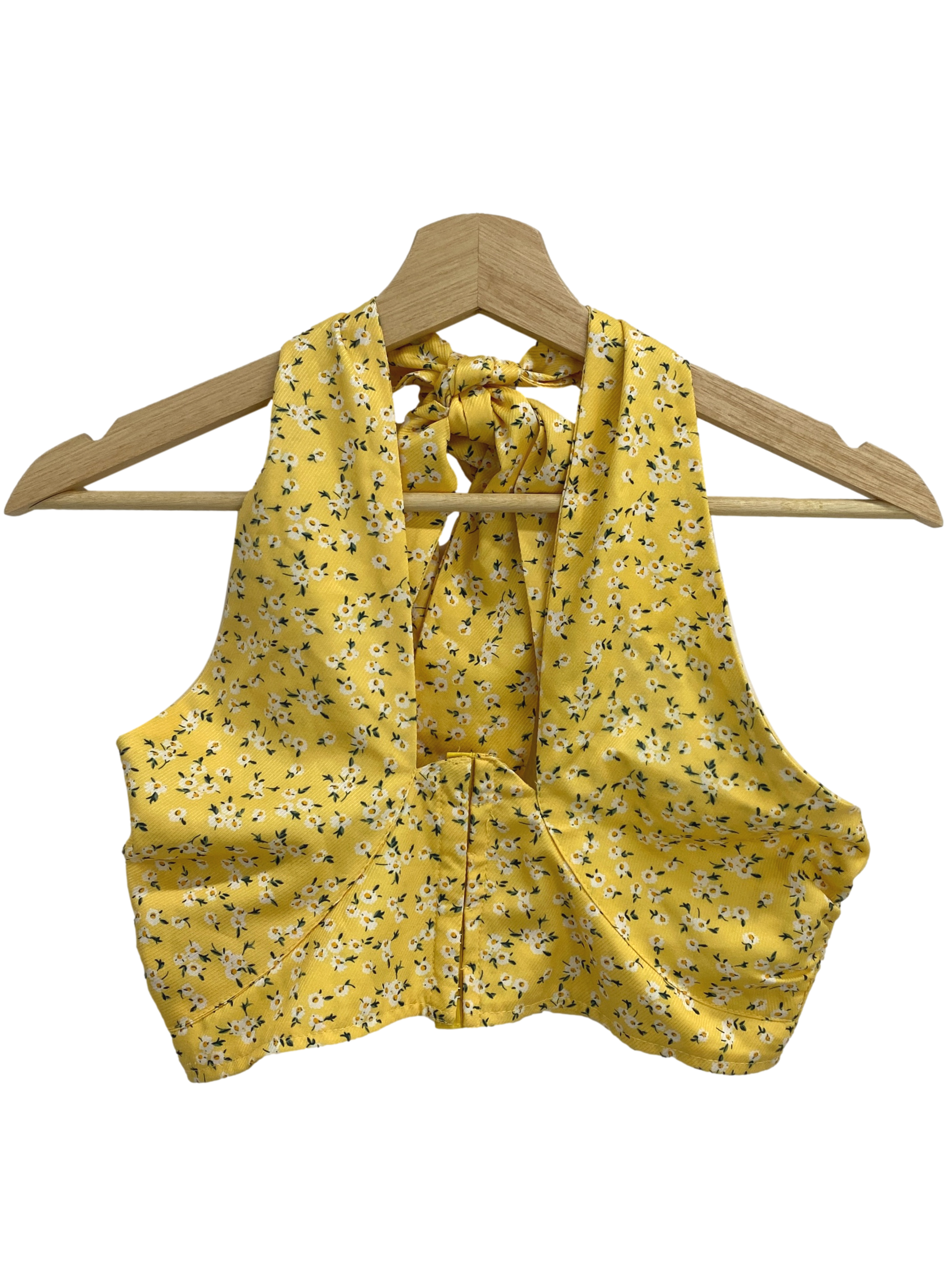 Corn Yellow Floral Halter Top