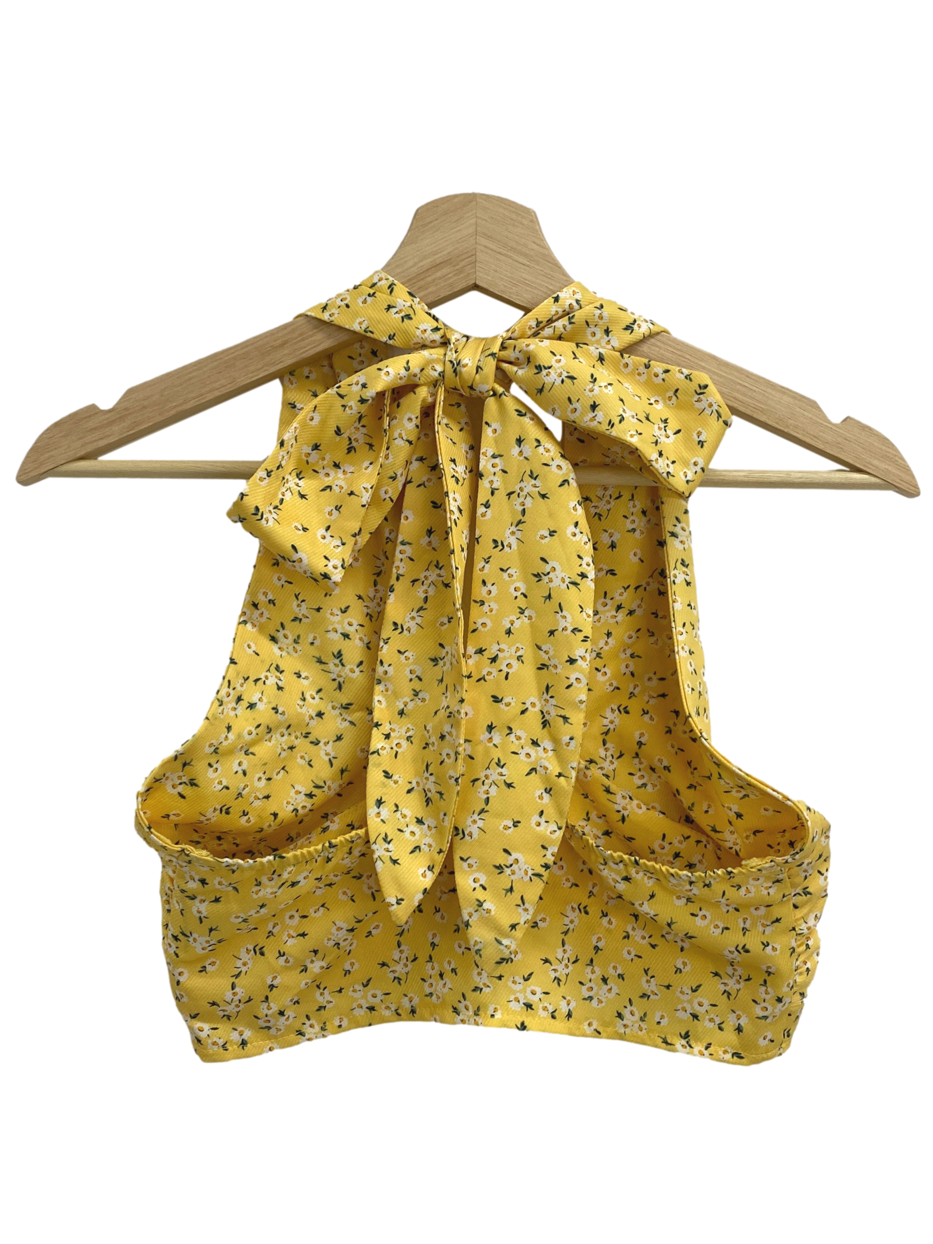 Corn Yellow Floral Halter Top