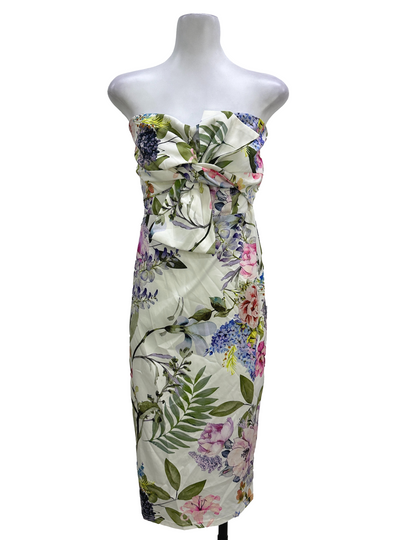 Multicolor Floral Print Strapless Dress
