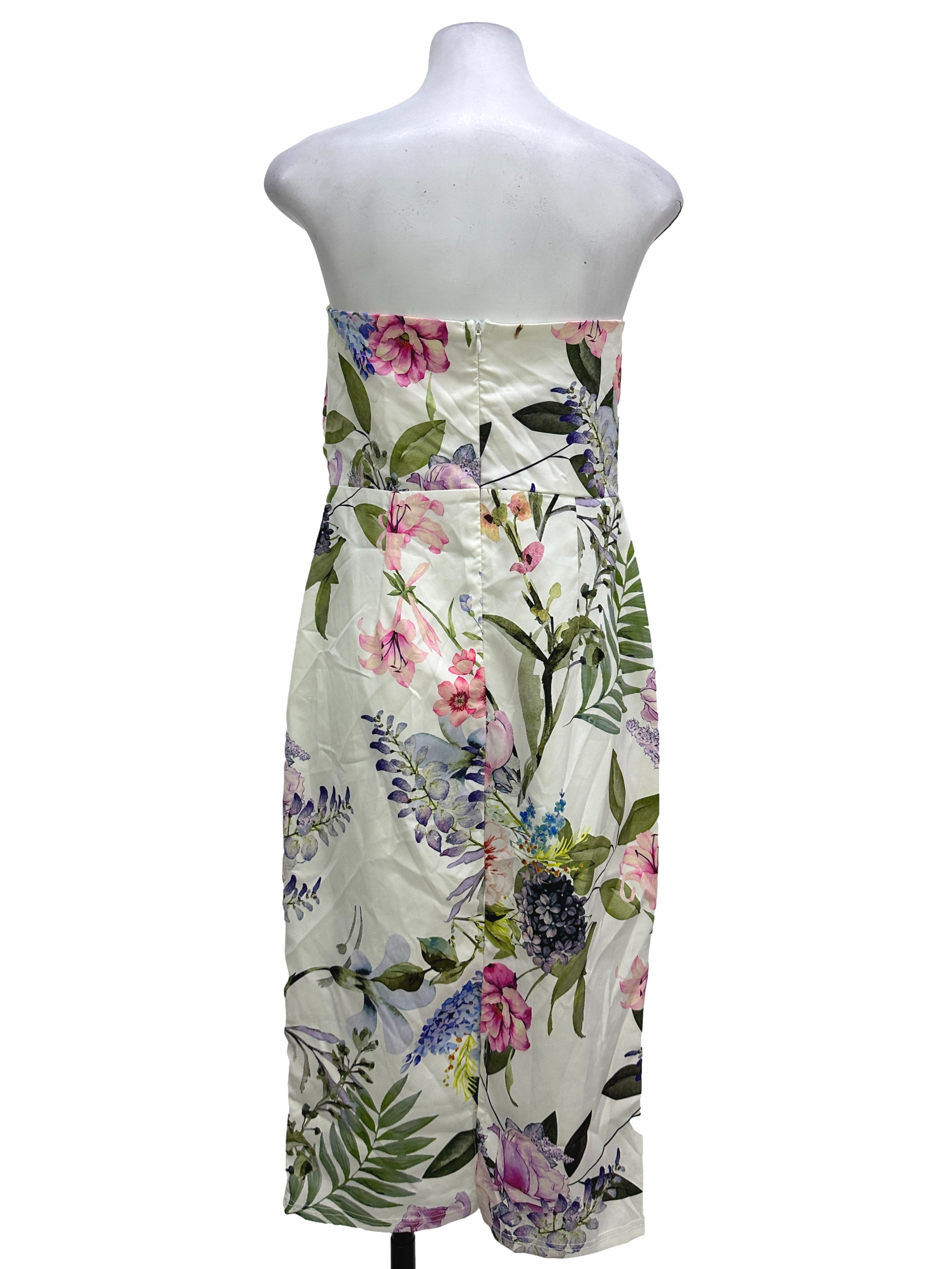 Multicolor Floral Print Strapless Dress