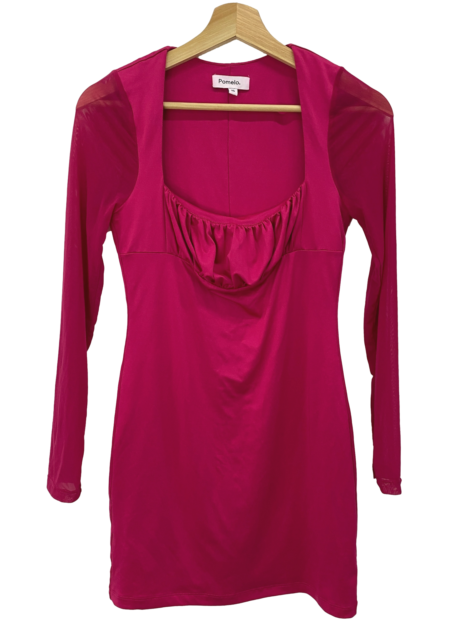 Barbie Pink Square Neck Long Sleeve Dress