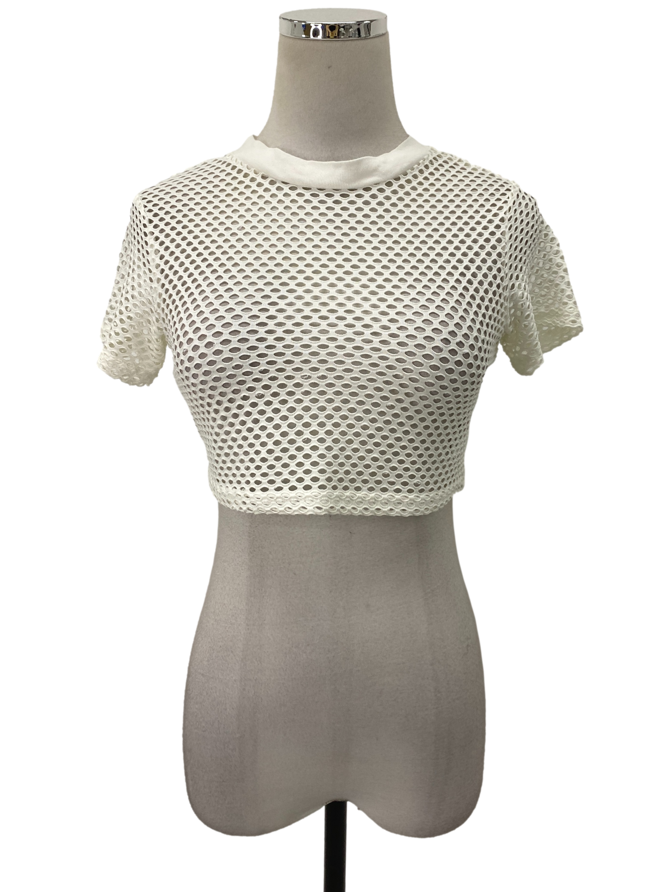 White Cutout Eyelet Crop Top