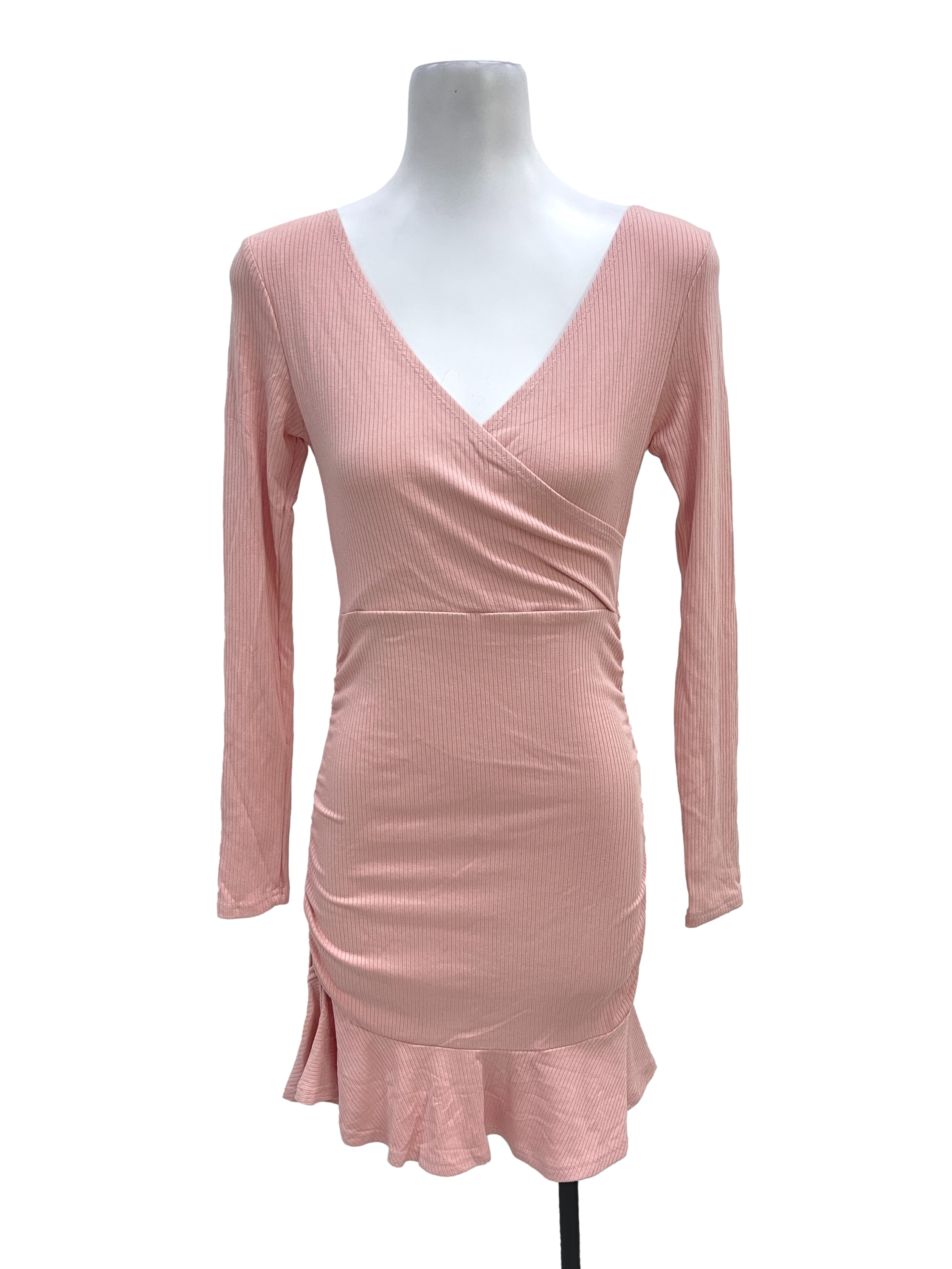 Rose Pink Ribbed Dress