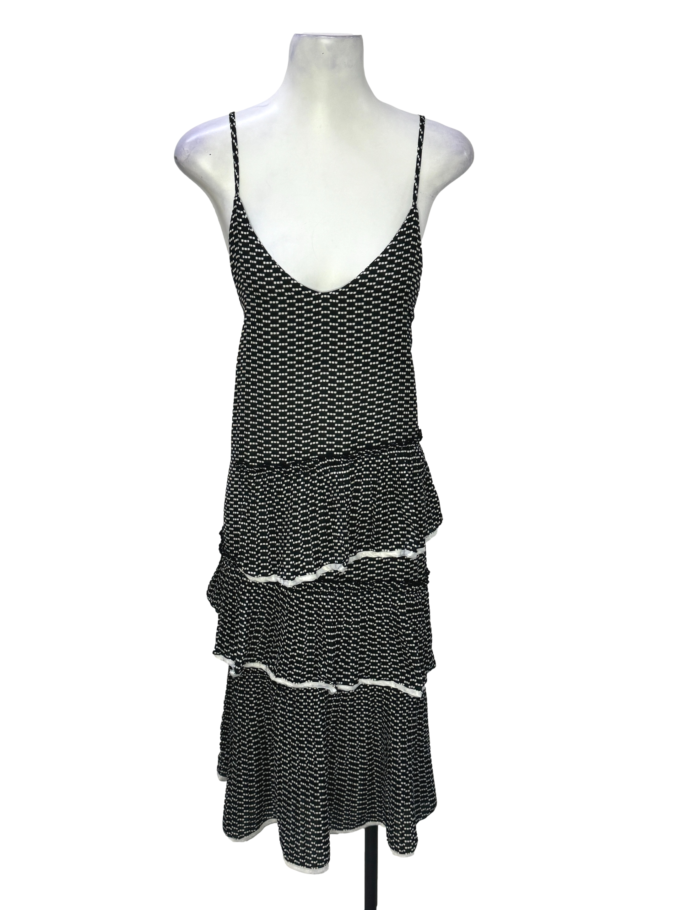 B&W Tiered Cami Slip Dress