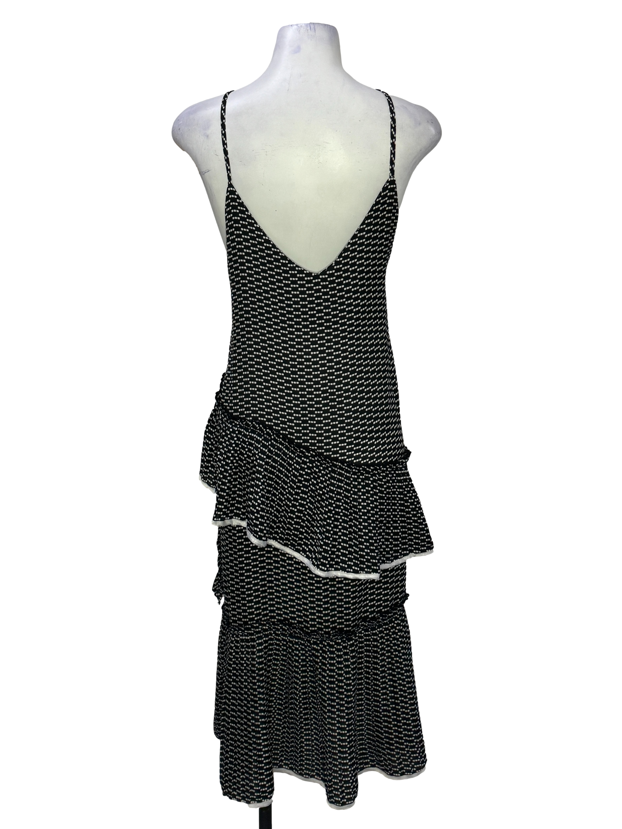 B&W Tiered Cami Slip Dress