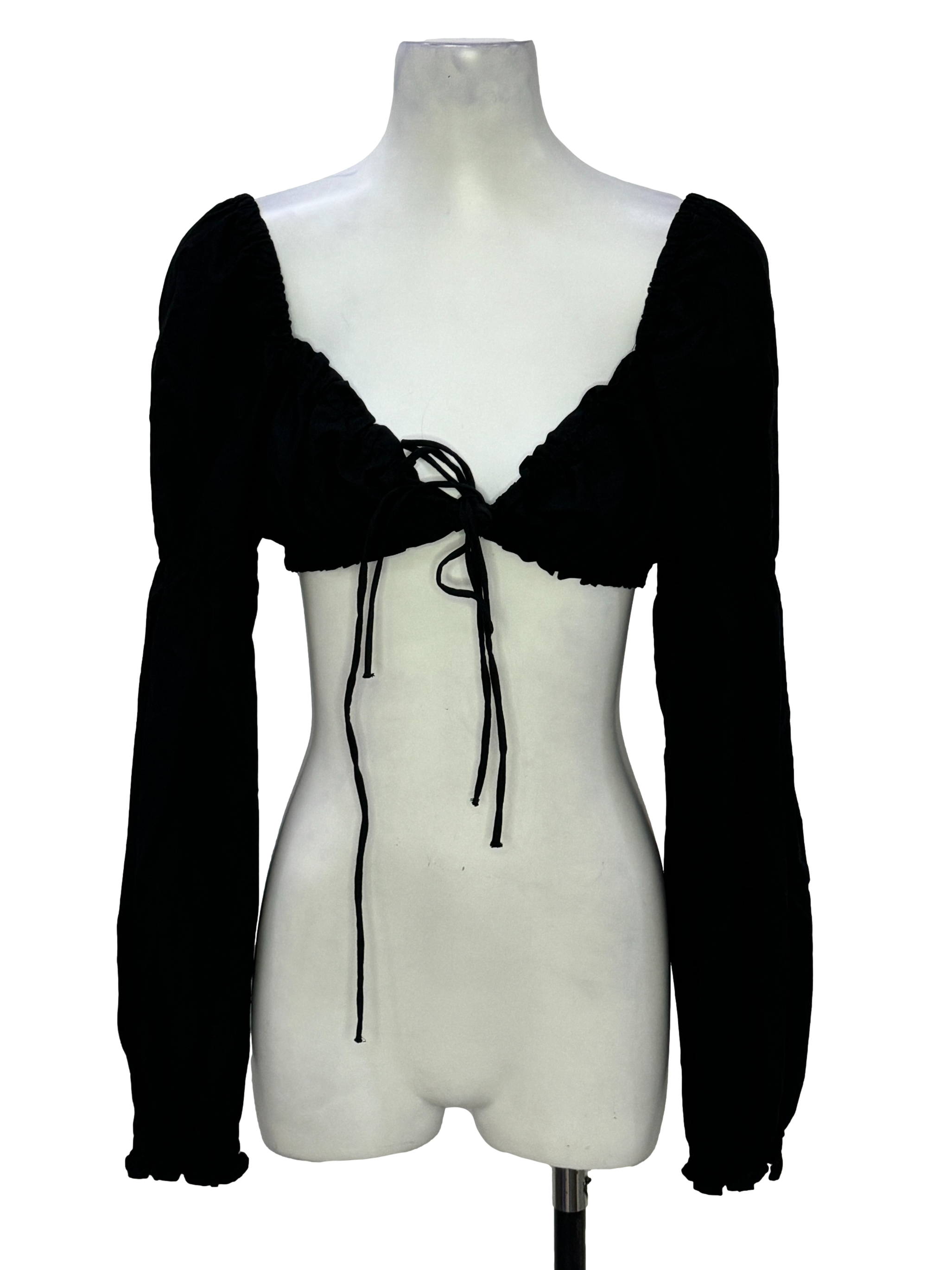 Ebony Black Self Tie Bustier Top