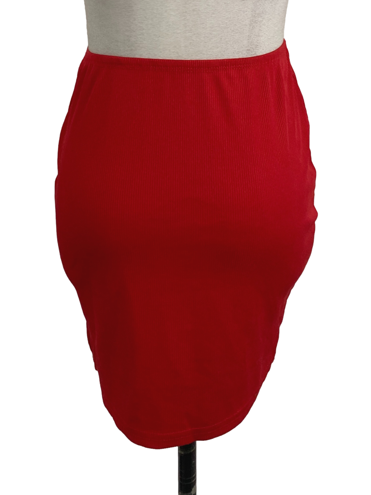 Cherry Red Ribbed Mini Skirt