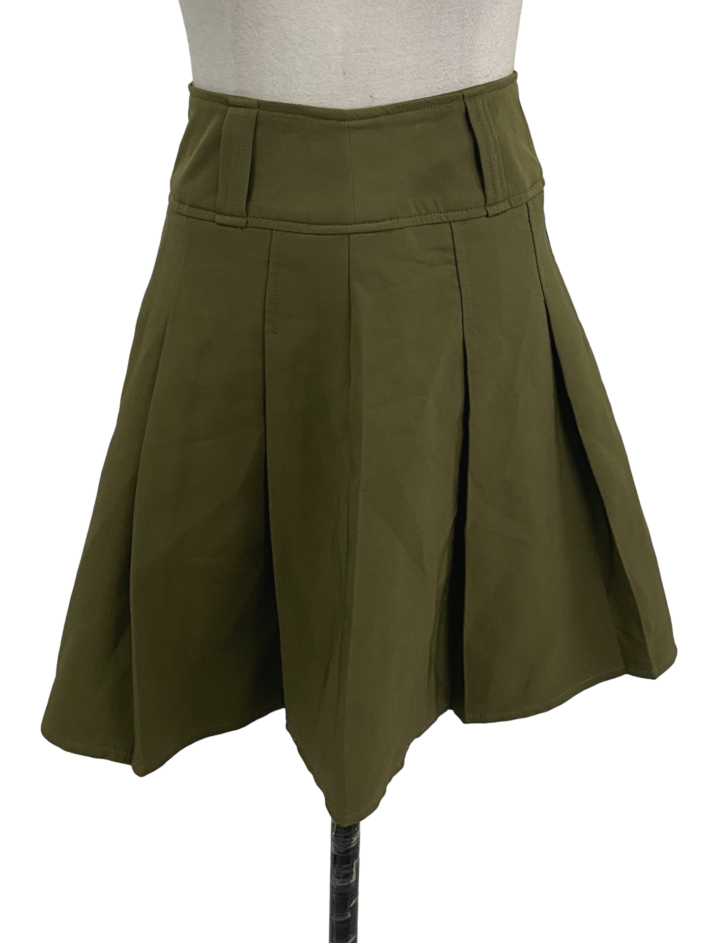 Moss Green Pleated Mini Skirt