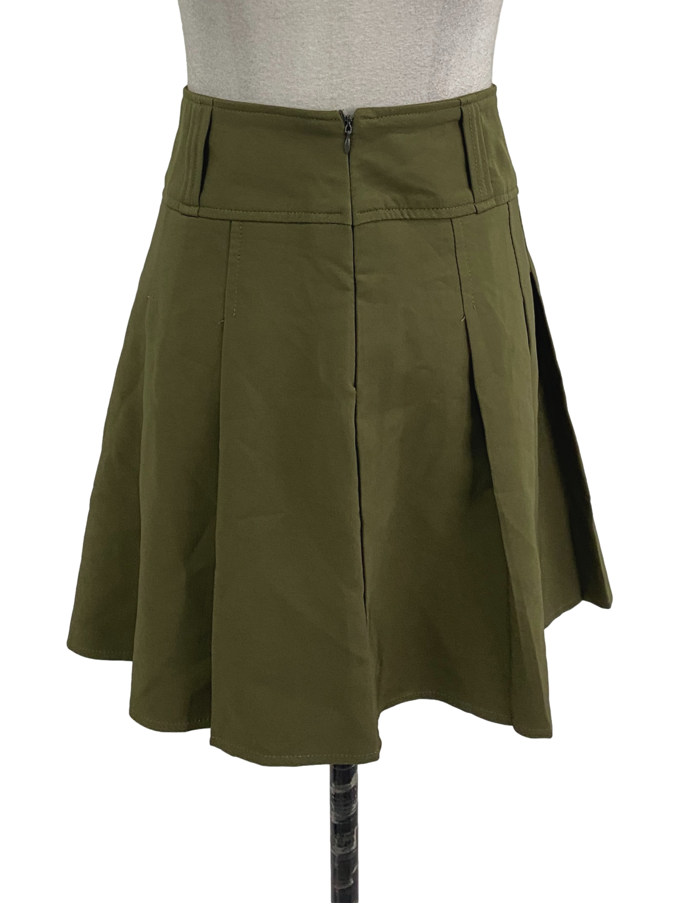 Moss Green Pleated Mini Skirt