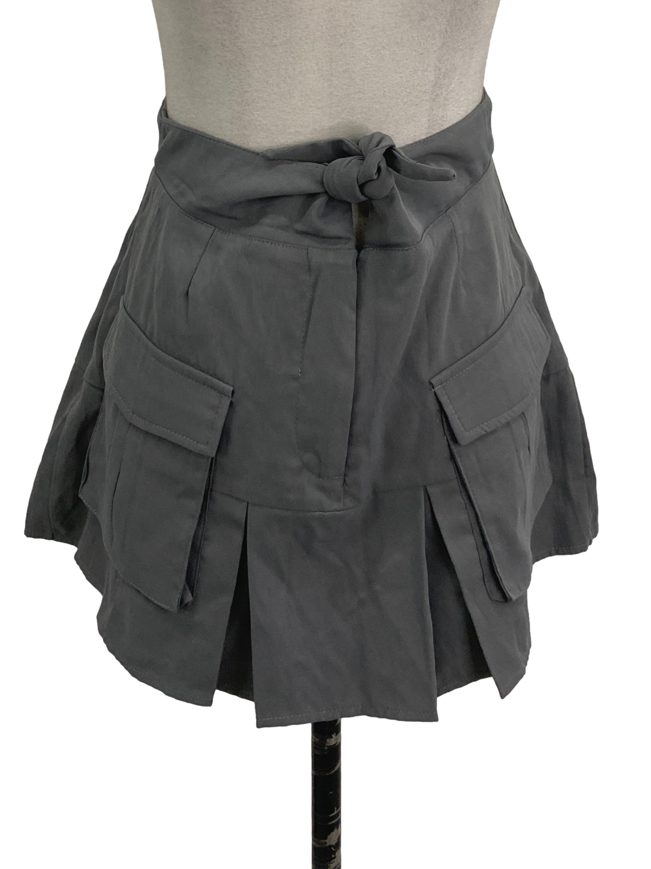 Grey Half Pleated Skirt