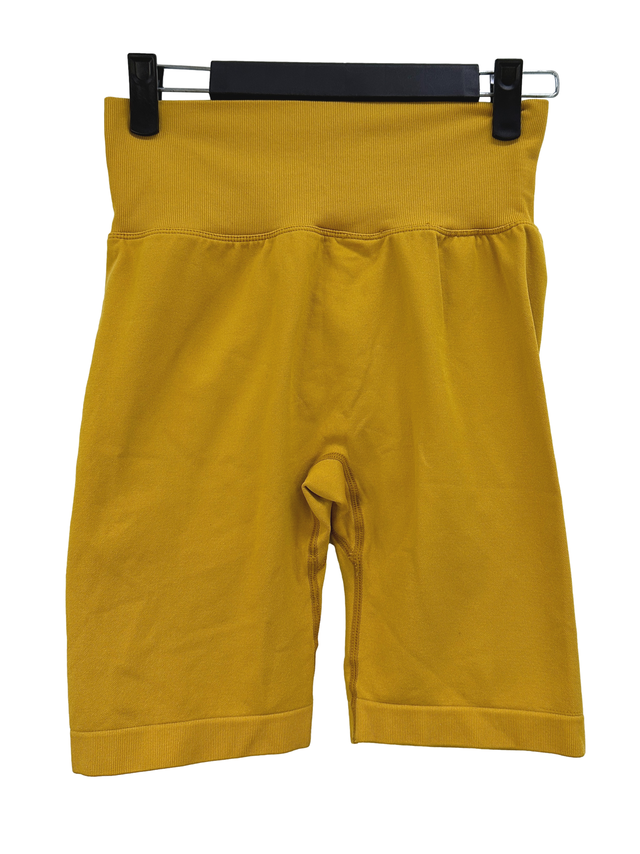 Mustard Yellow High-Waisted Ruched Bicycle Shorts