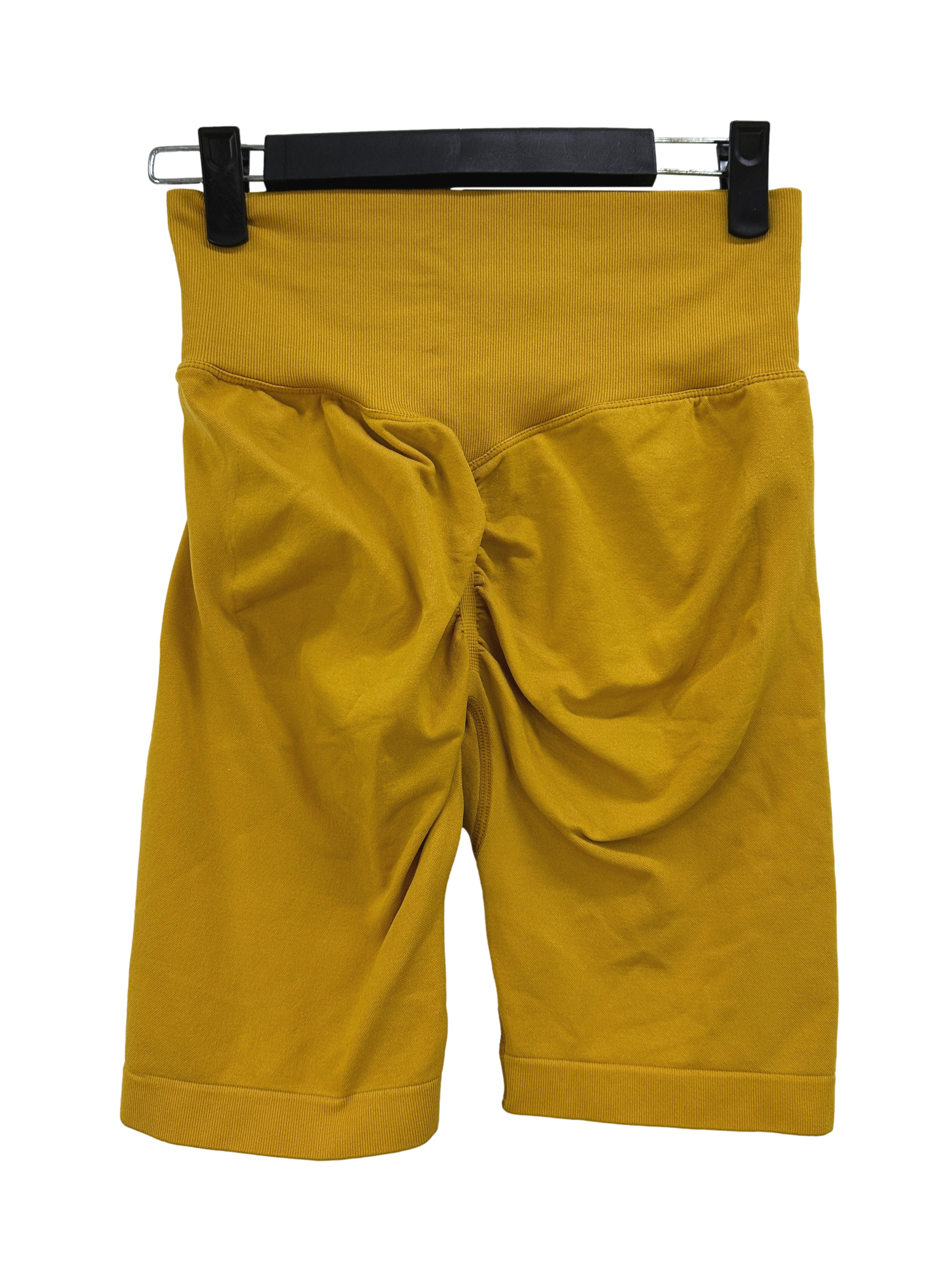 Mustard Yellow High-Waisted Ruched Bicycle Shorts