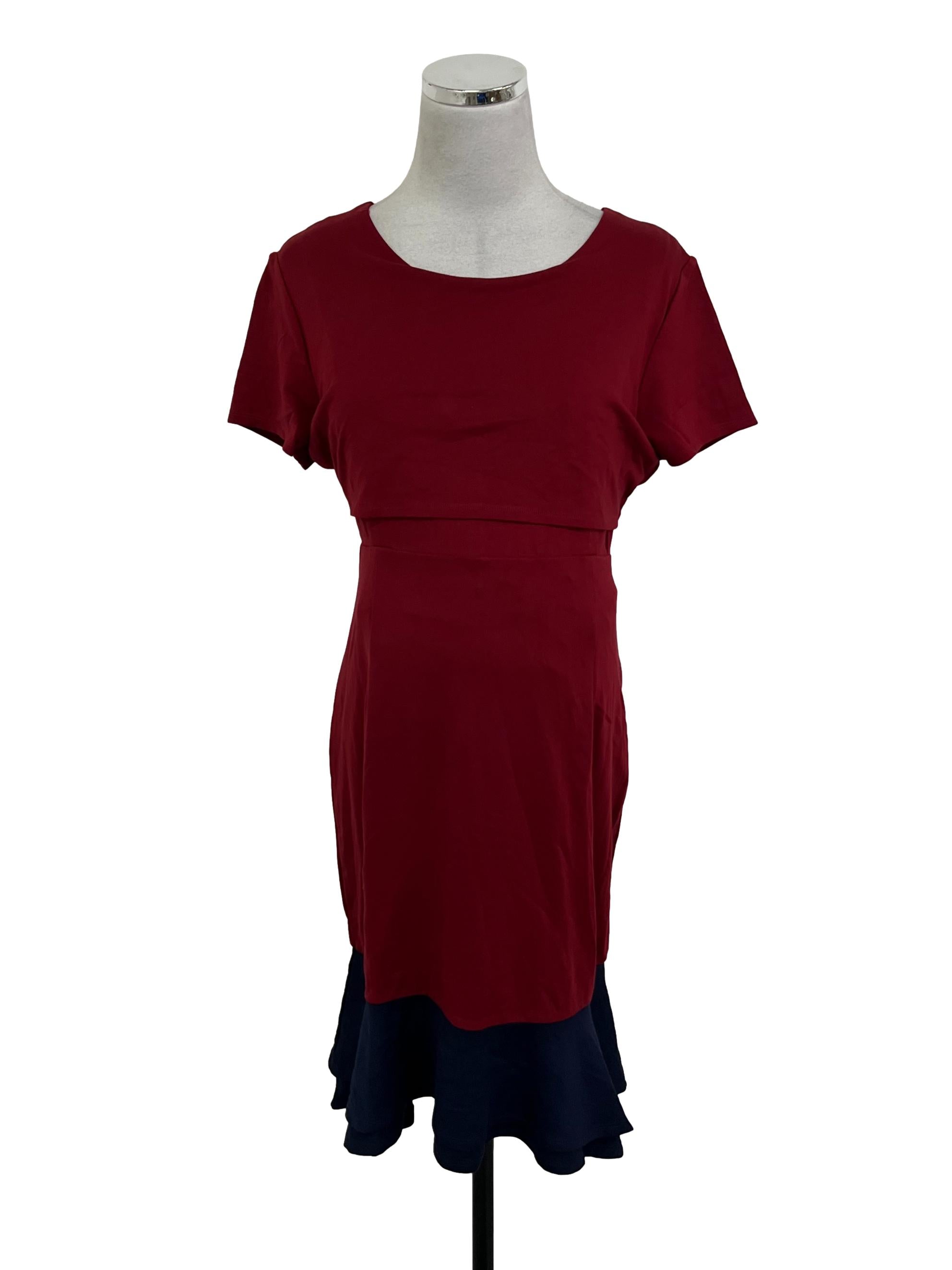 Maroon with Blue Empire Dress