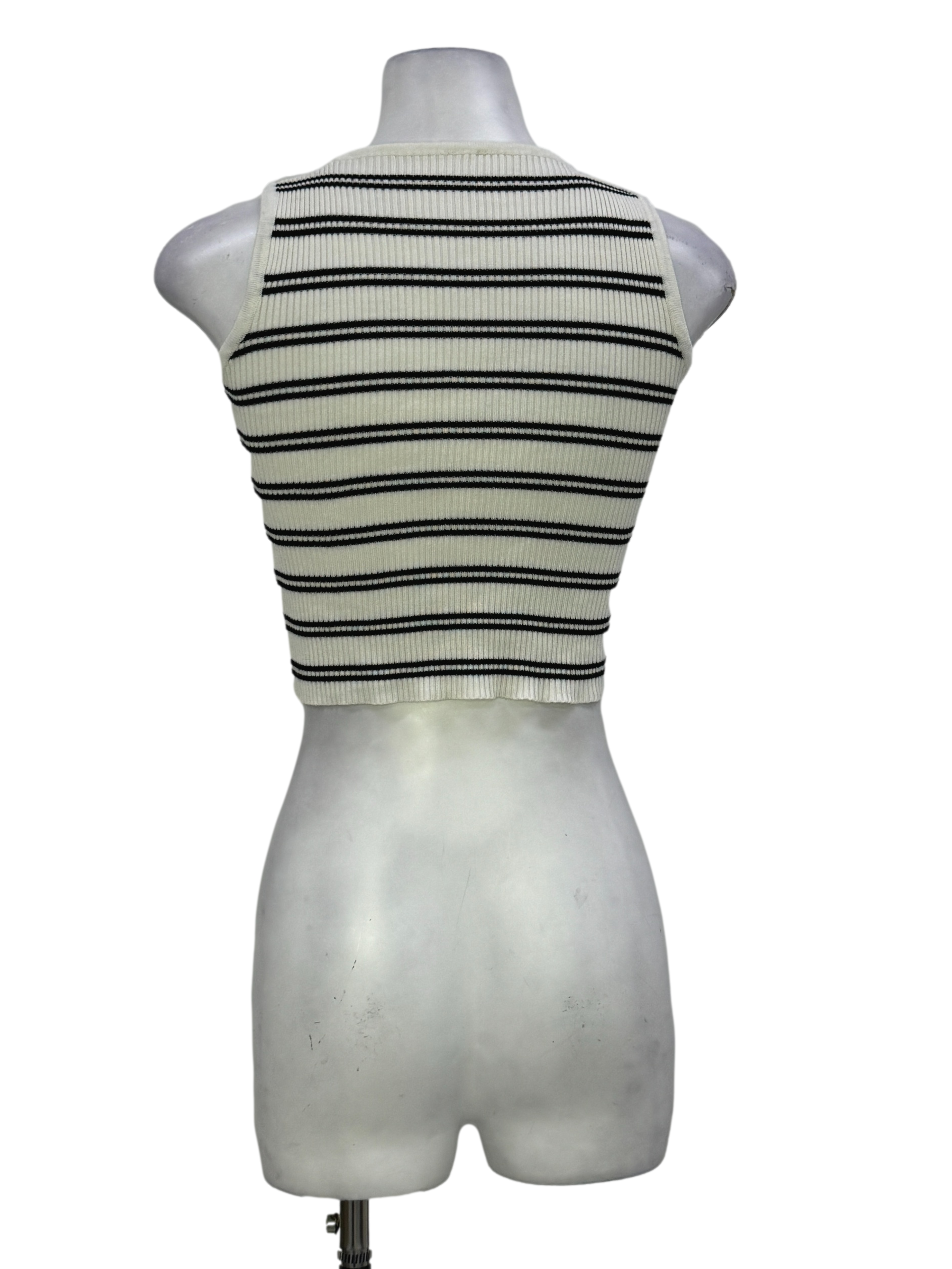 White Black Striped Sleeveless Top