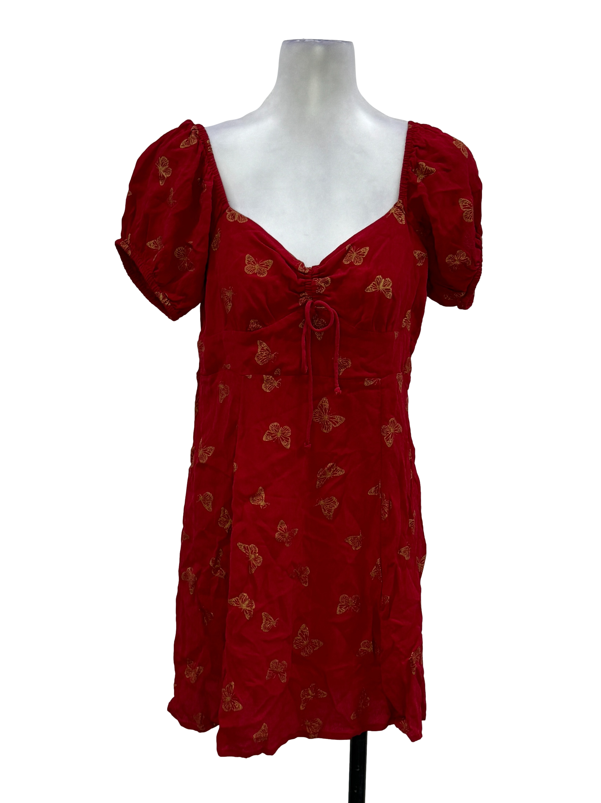 Red Golden Printed Butterfly Dress