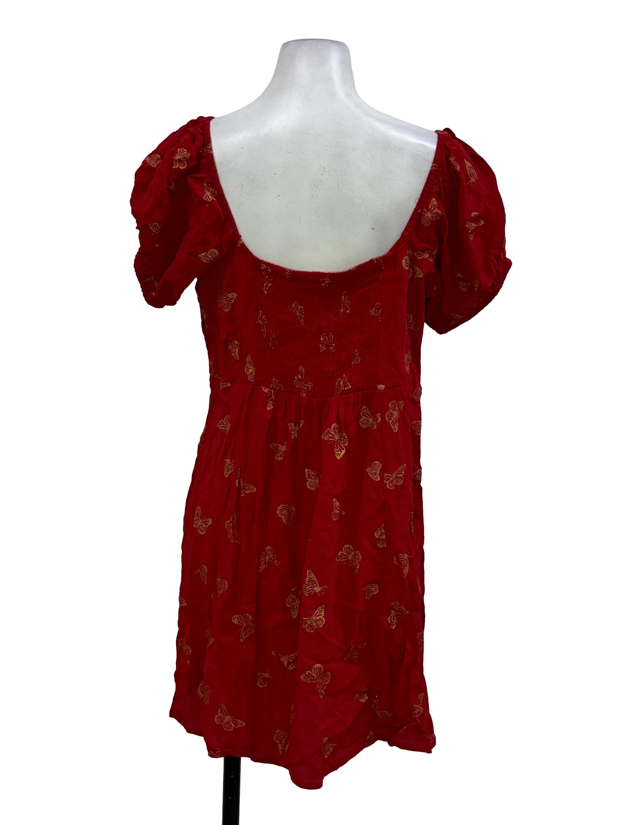 Red Golden Printed Butterfly Dress
