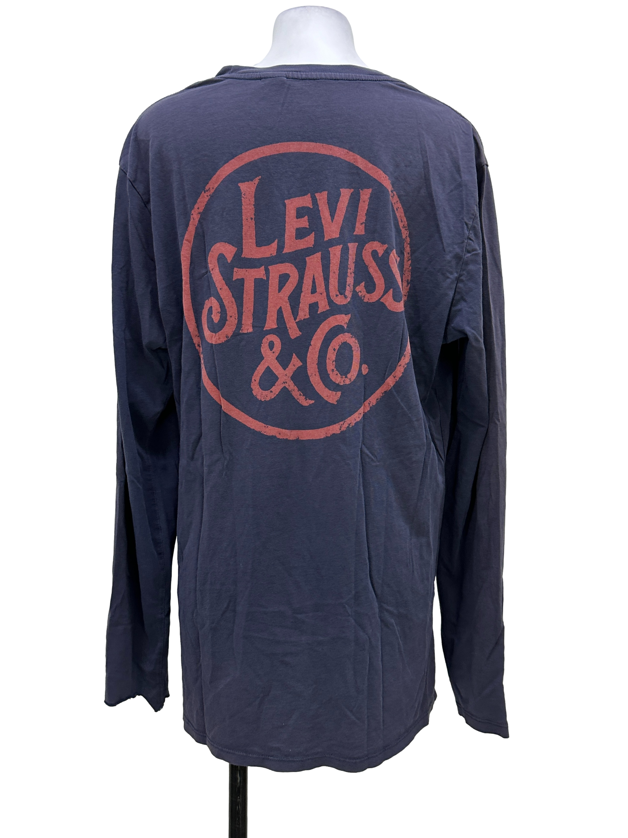 Faded Blue And Red Logo Long Sleeve Tee