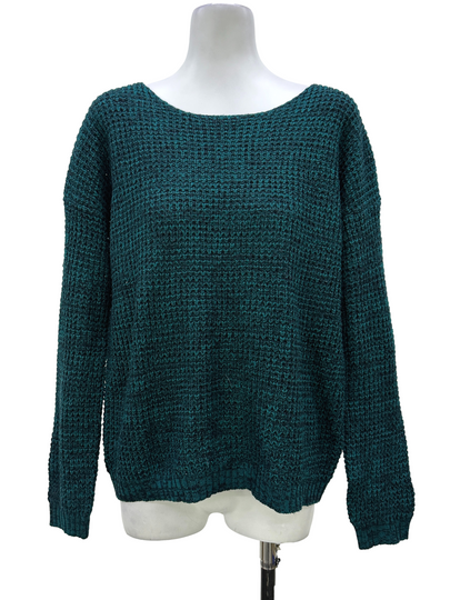 Turquoise And Black Cable Knit Sweater