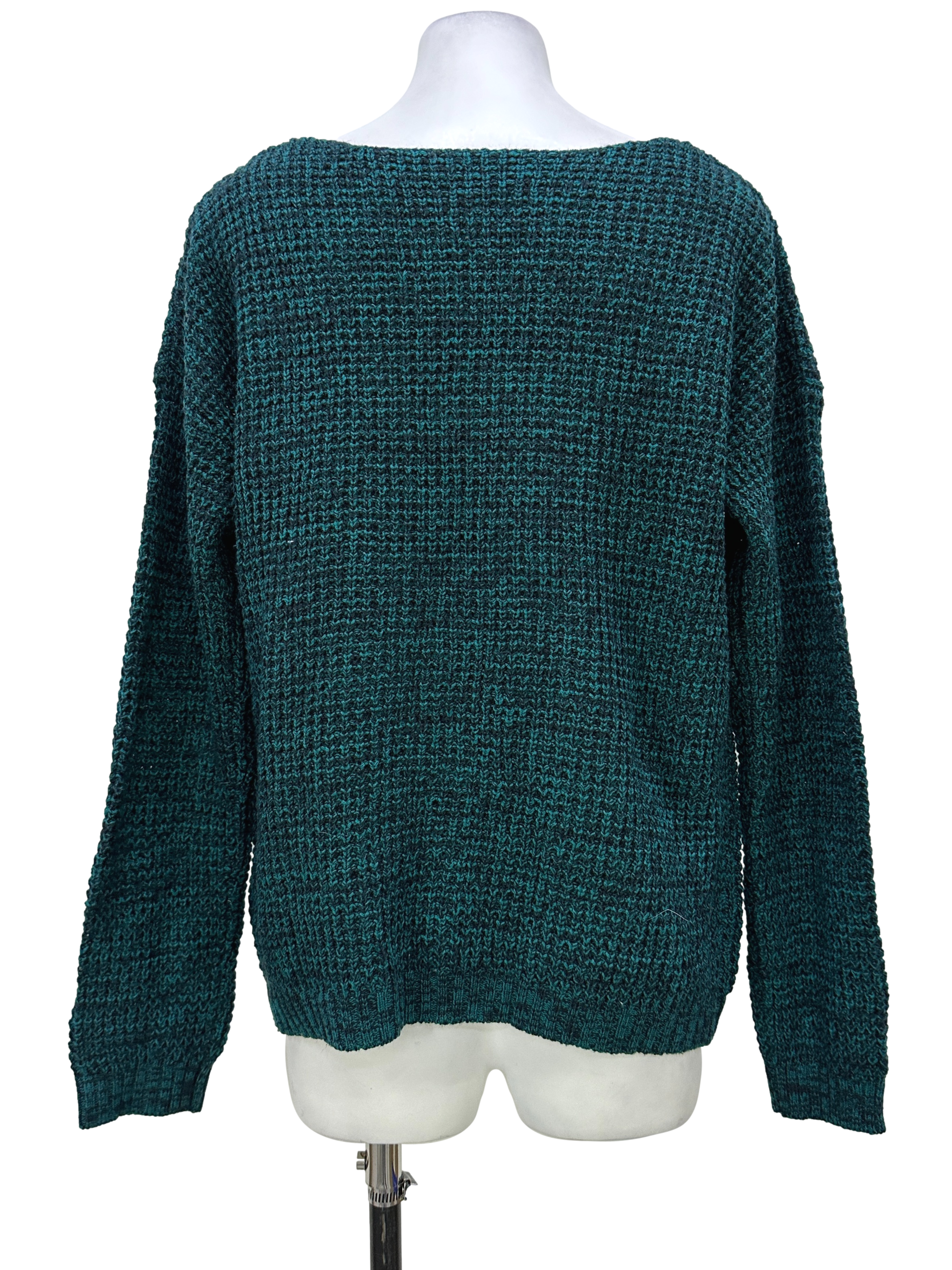 Turquoise And Black Cable Knit Sweater