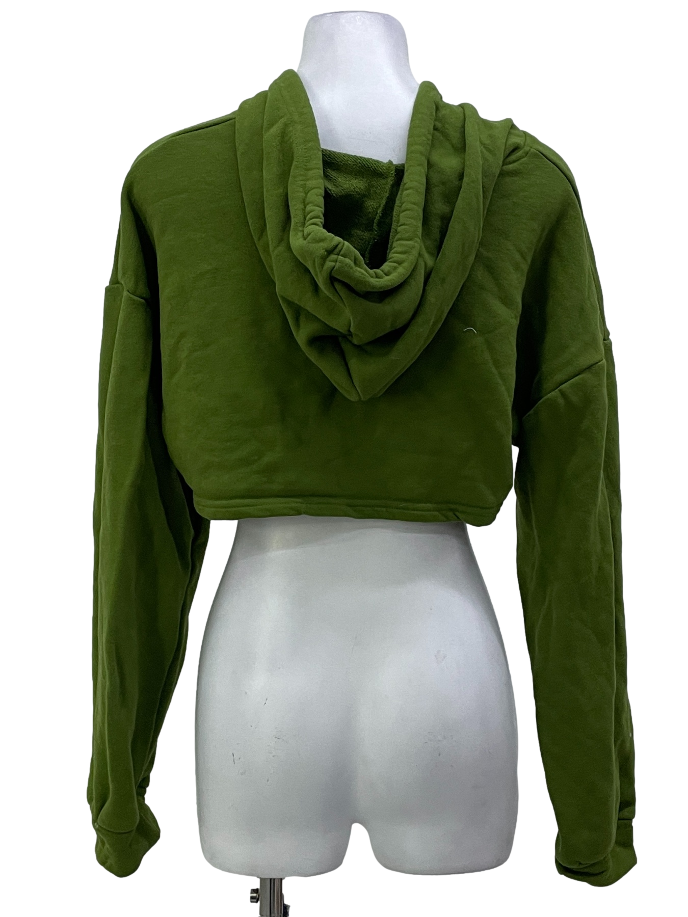 Green Hooded Crop Pullover Jacket