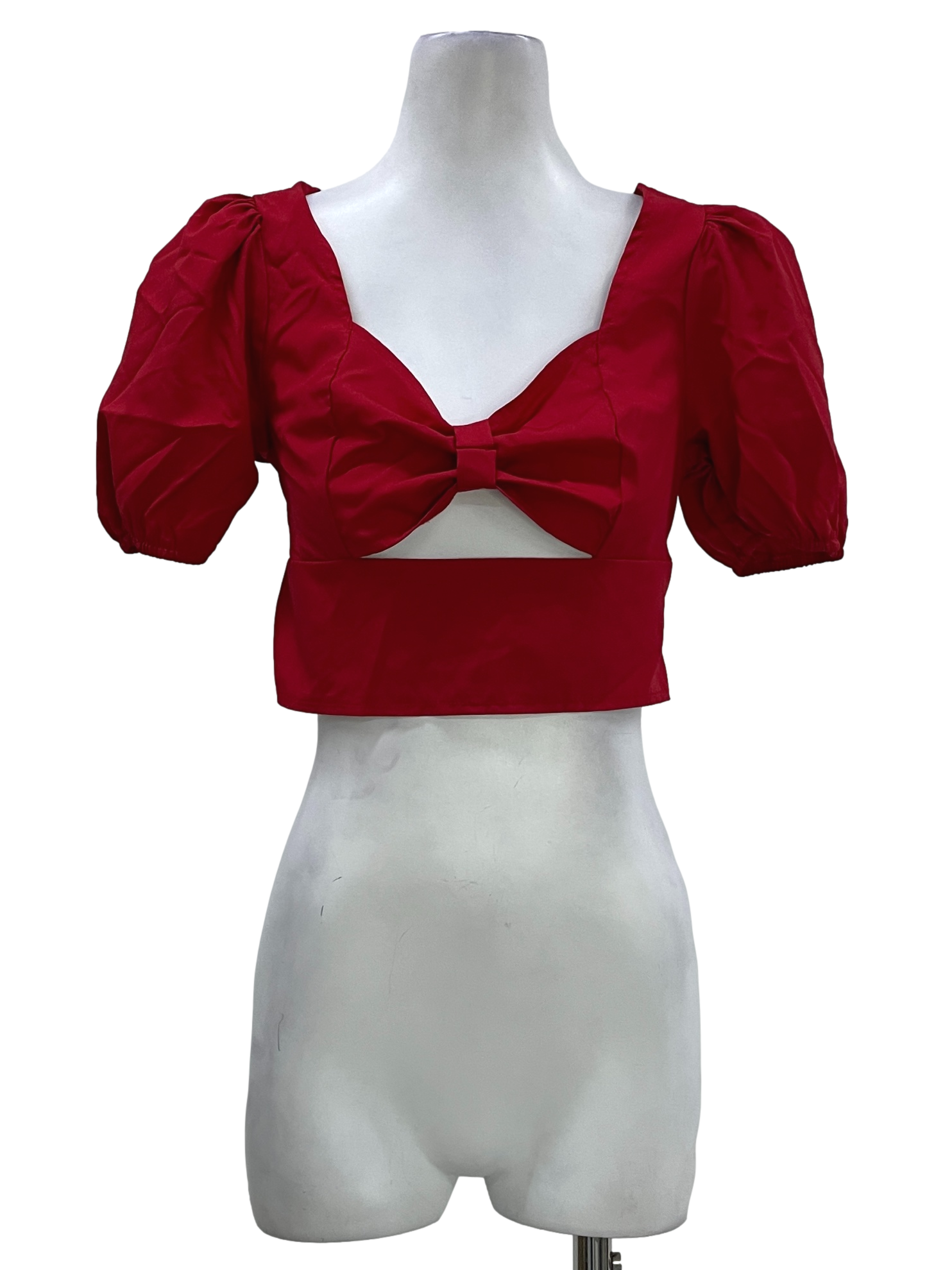 Scarlet Red Smocked Puff Sleeve Top