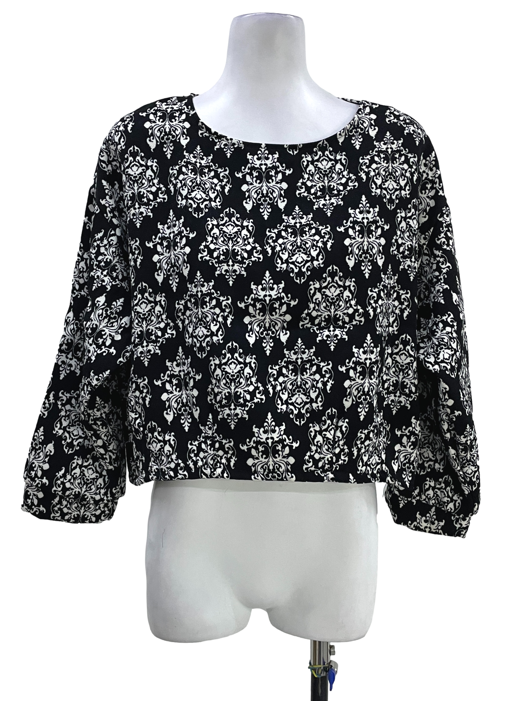 Sable Black Print Long Sleeve Blouse