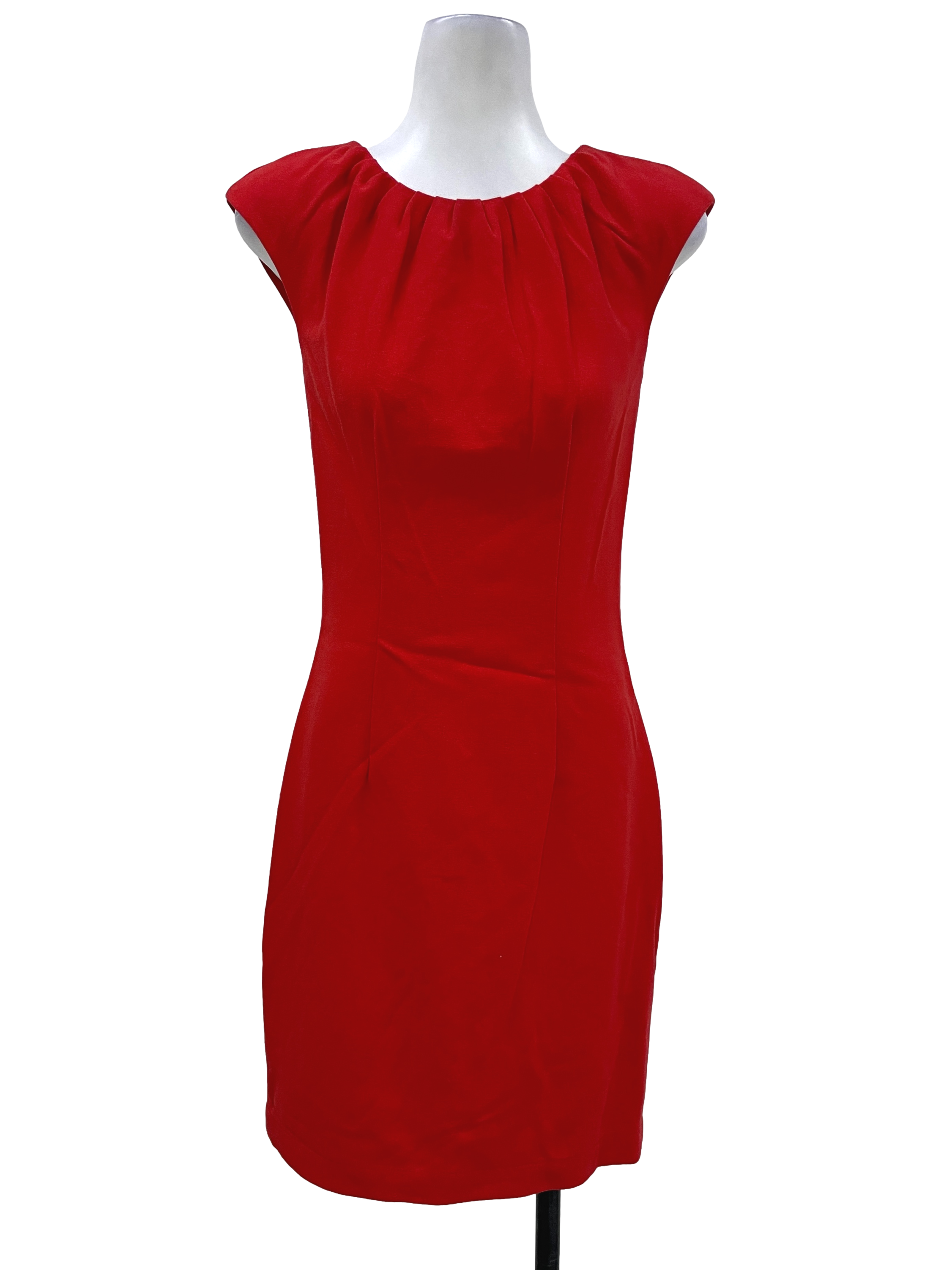 Red Pleated Neck Dress