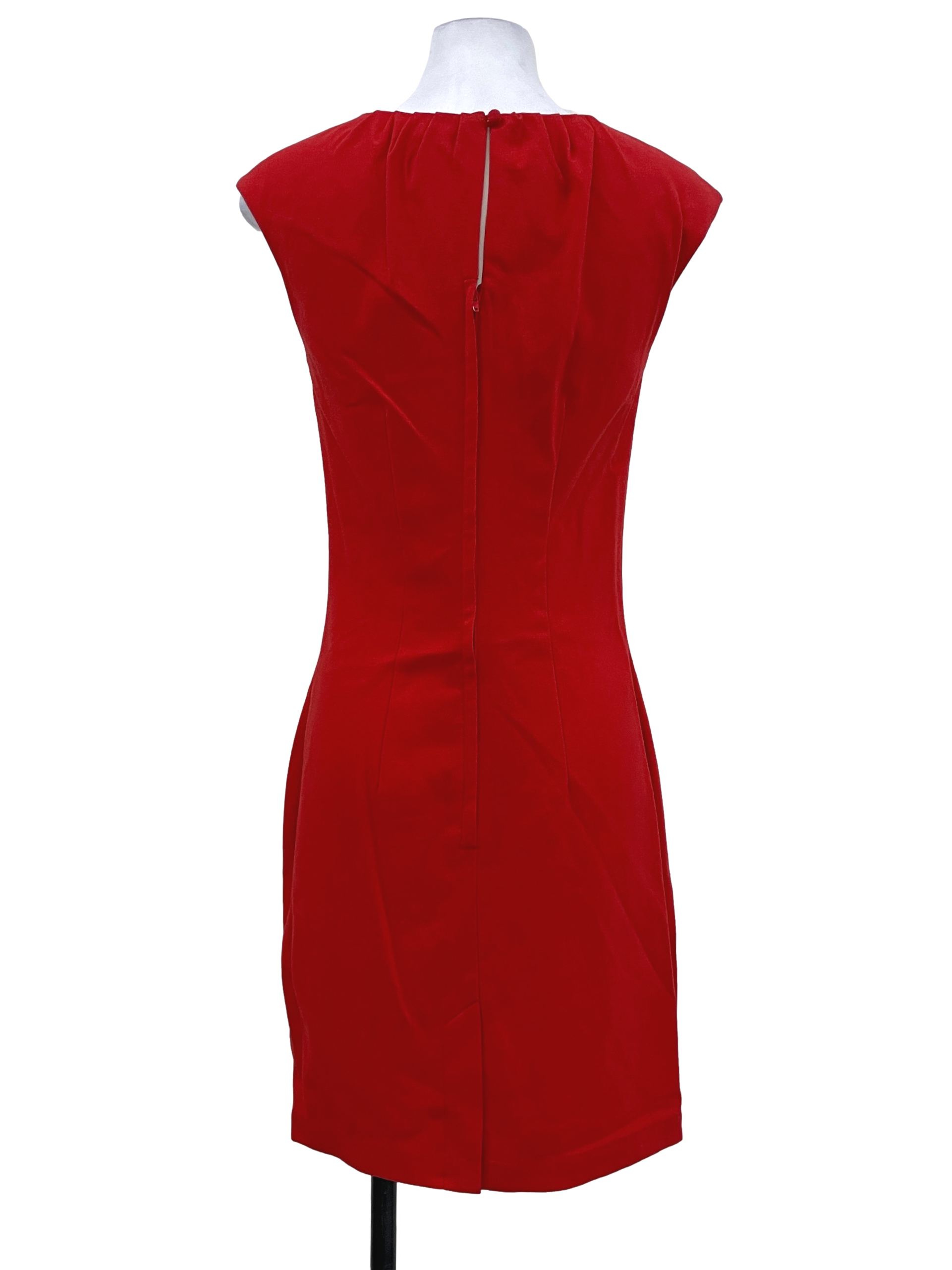 Red Pleated Neck Dress