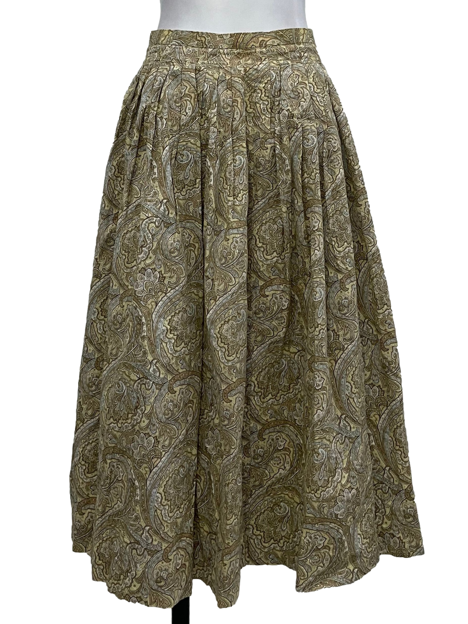 Brown Pattern Pleated Midi Skirt