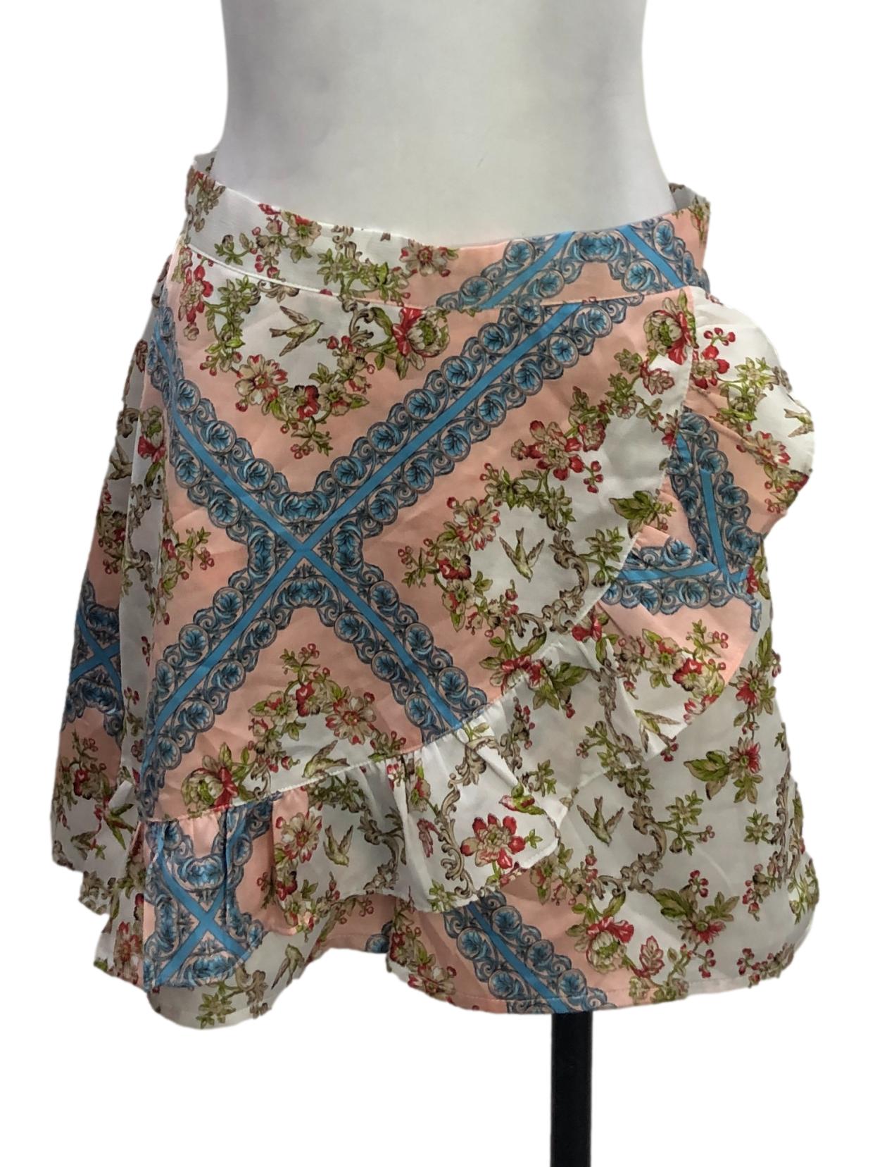 White Floral Patterned Skorts