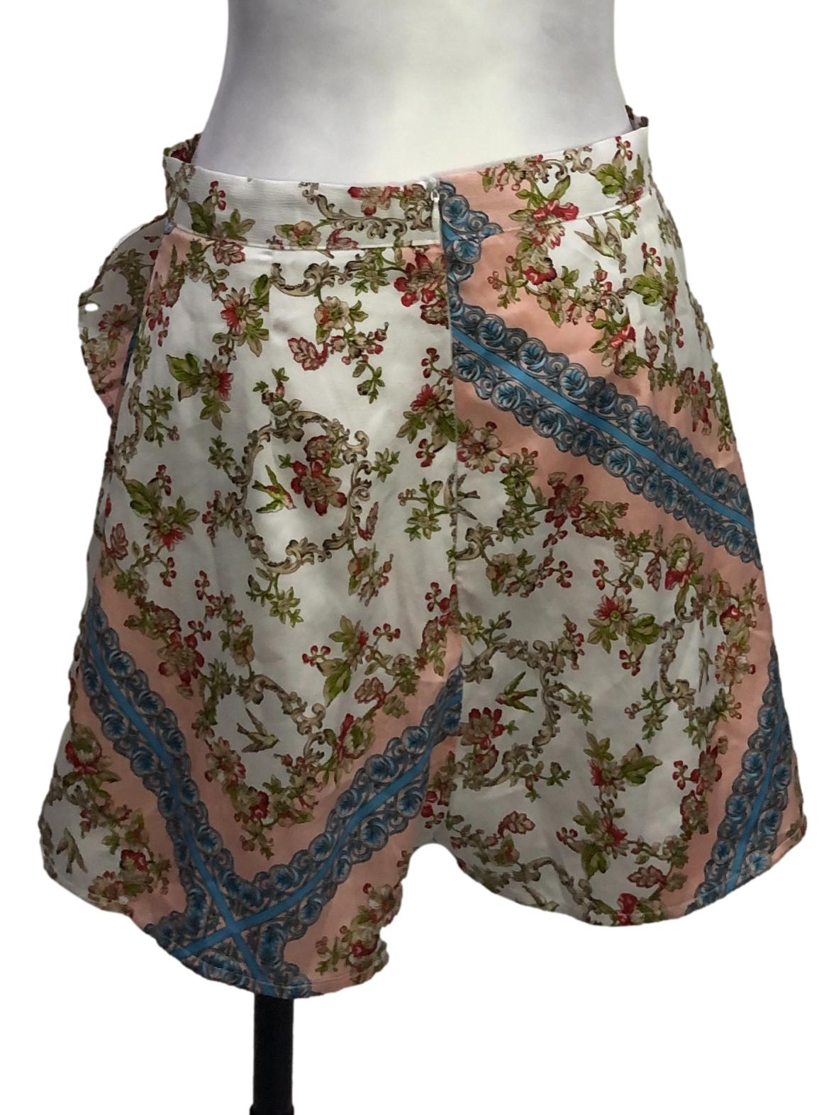 White Floral Patterned Skorts