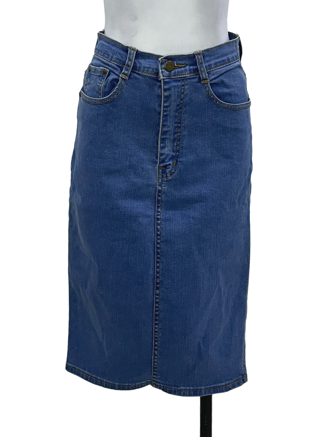 Blue Midi Denim Skirt