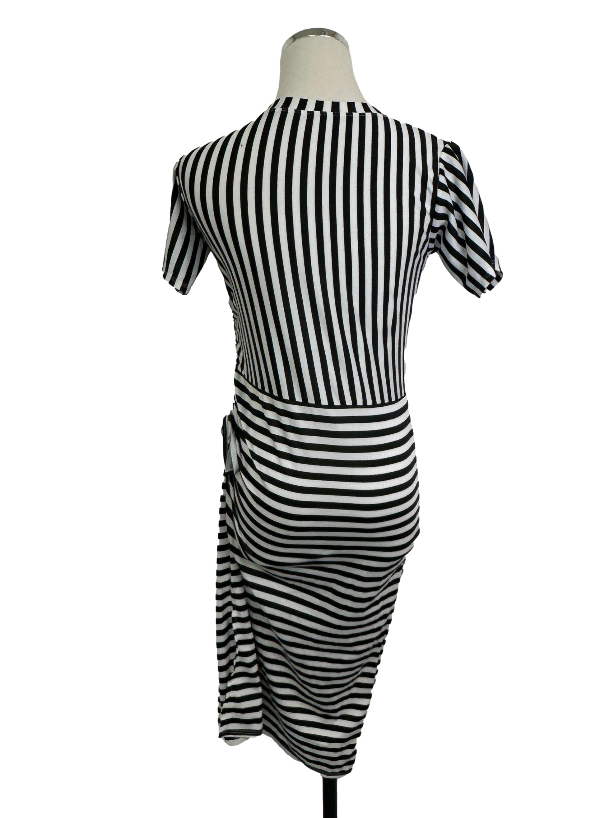 Black White Stripes Dropwaist Dress