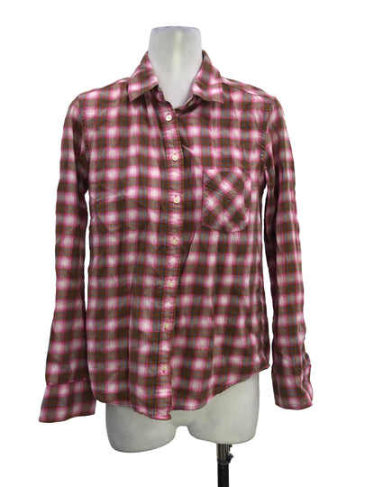 Pink Button Up Flannel Shirt