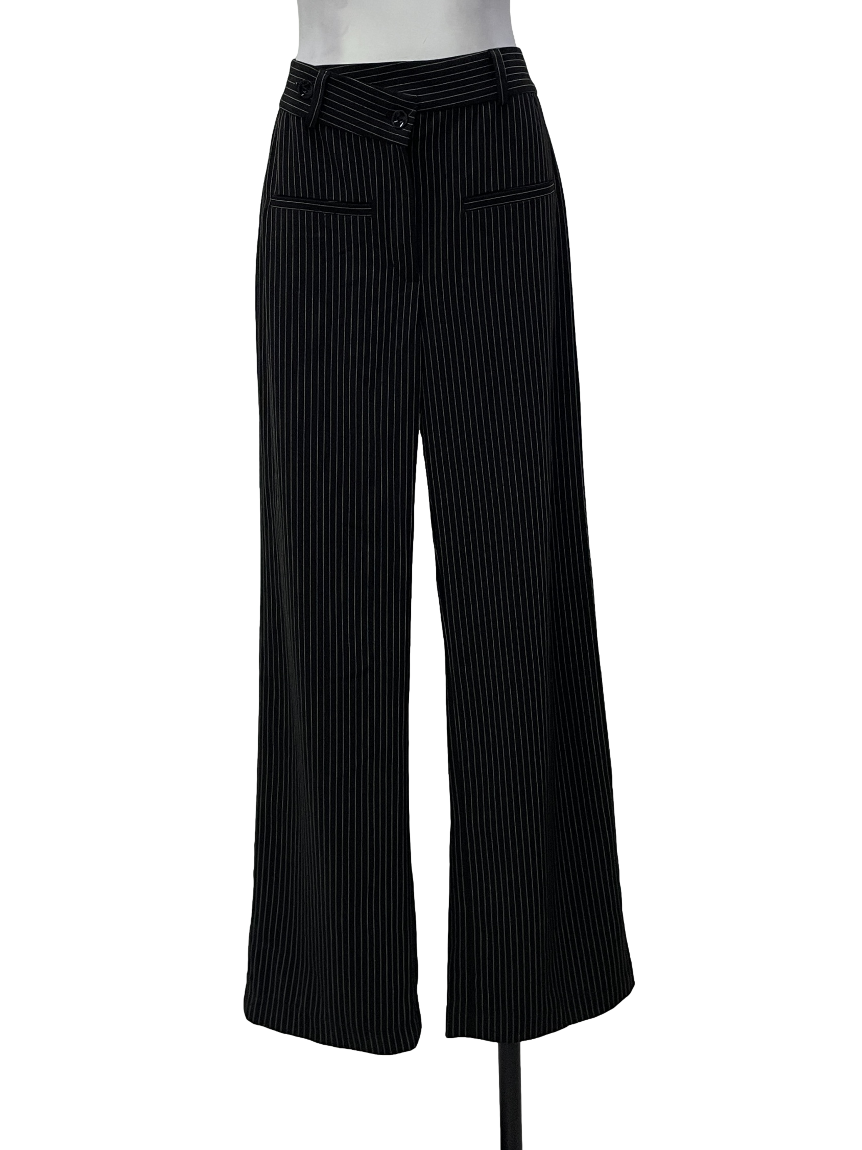 Black Stipes Long Work Pants REFASH REFASH Malaysia black-stipes-long-work-pants-refash-refash-malaysia