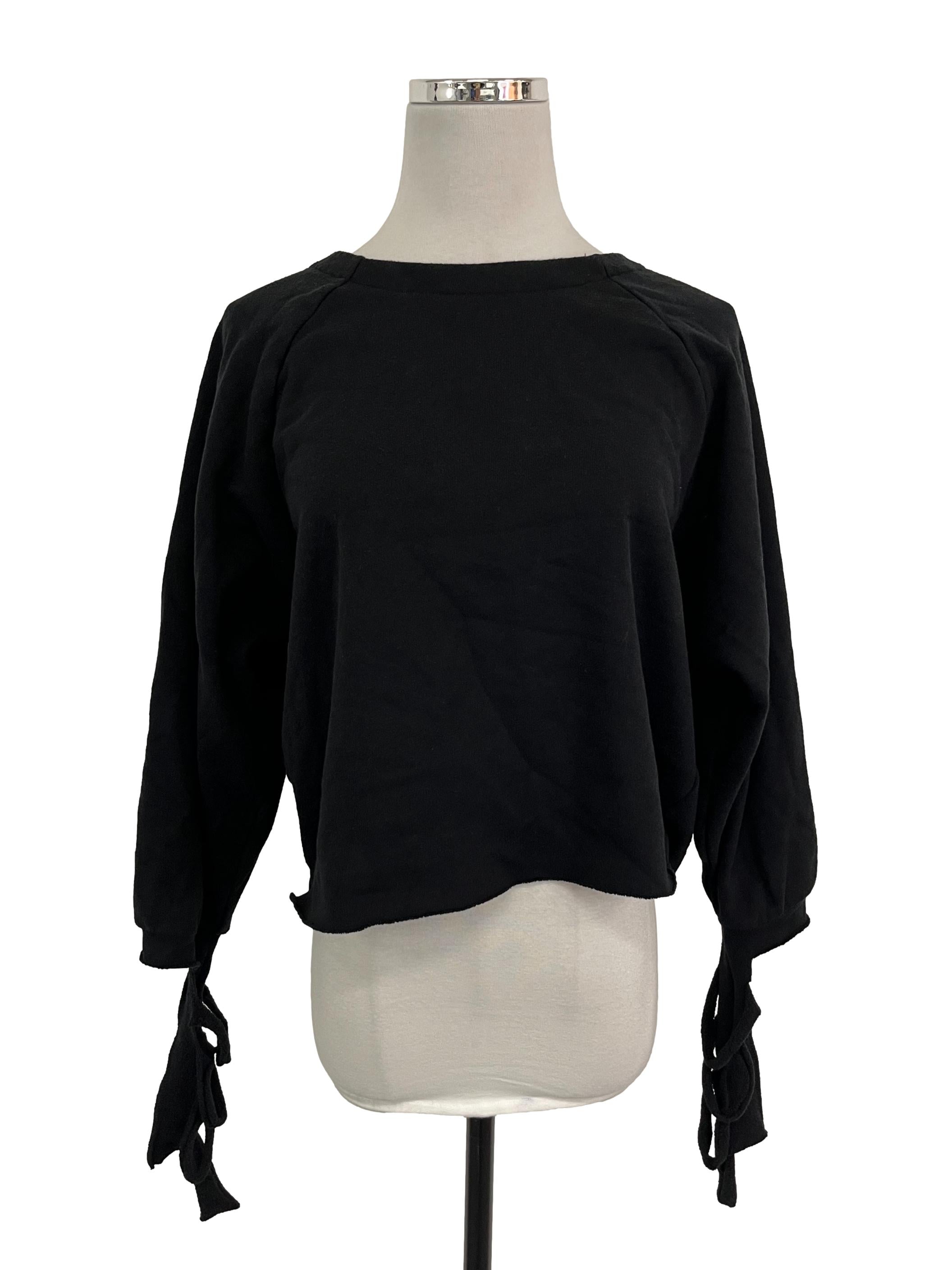 Pitch Black Ripped Sleeve Pullover