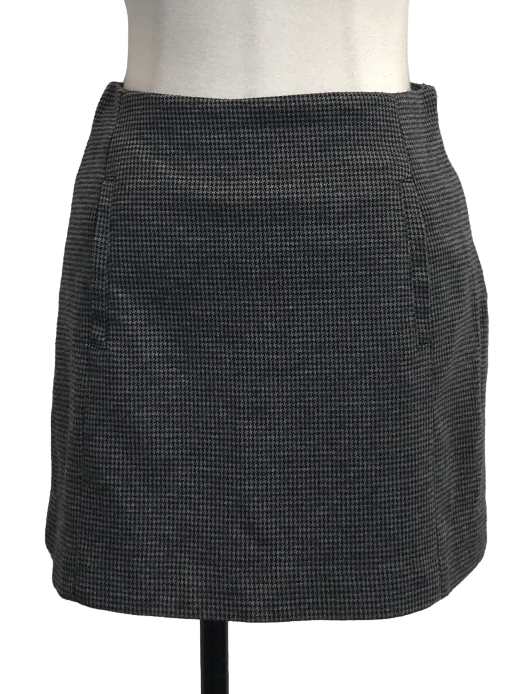 Charcoal Houndstooth A-Line Skirt