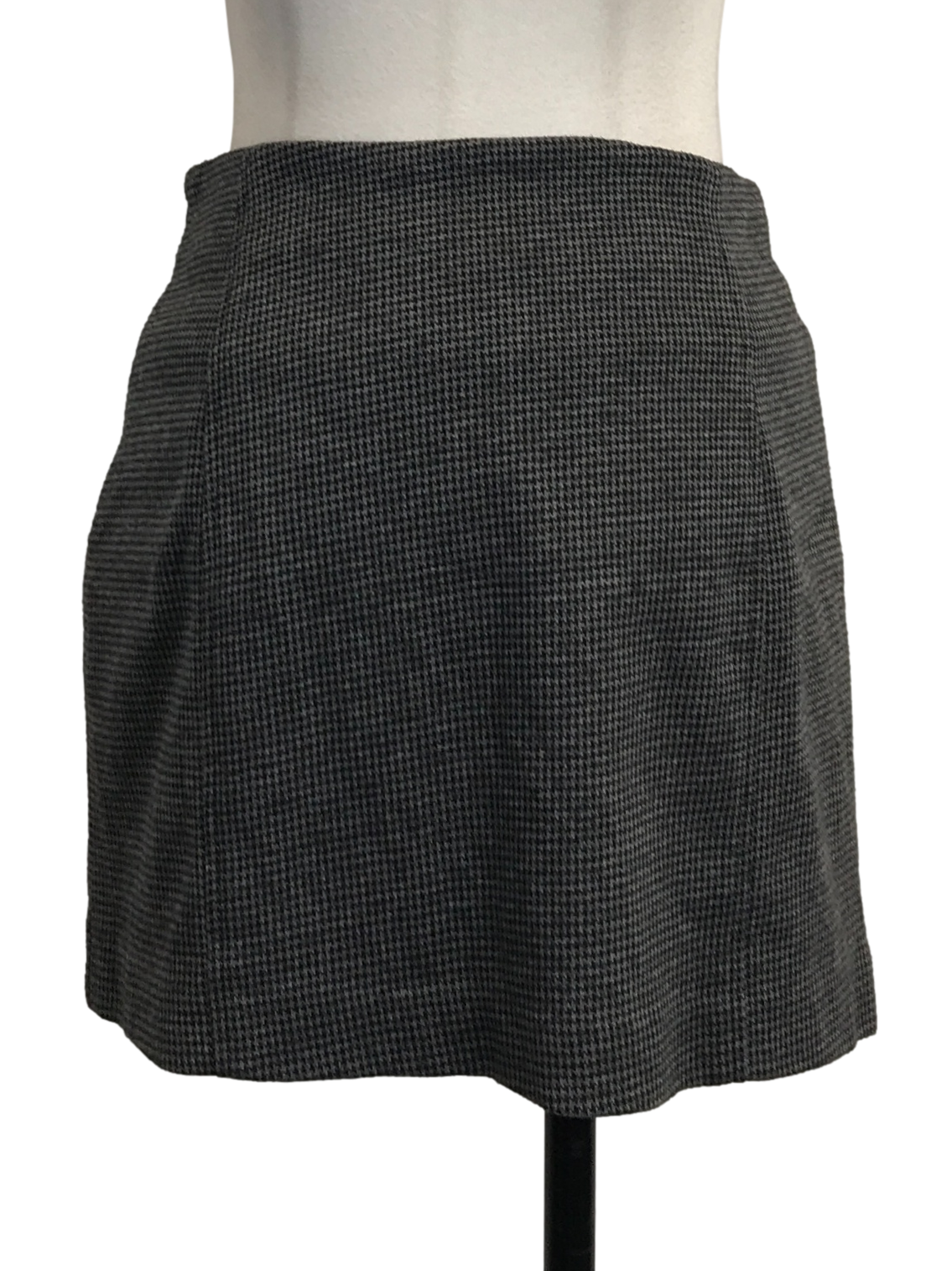 Charcoal Houndstooth A-Line Skirt