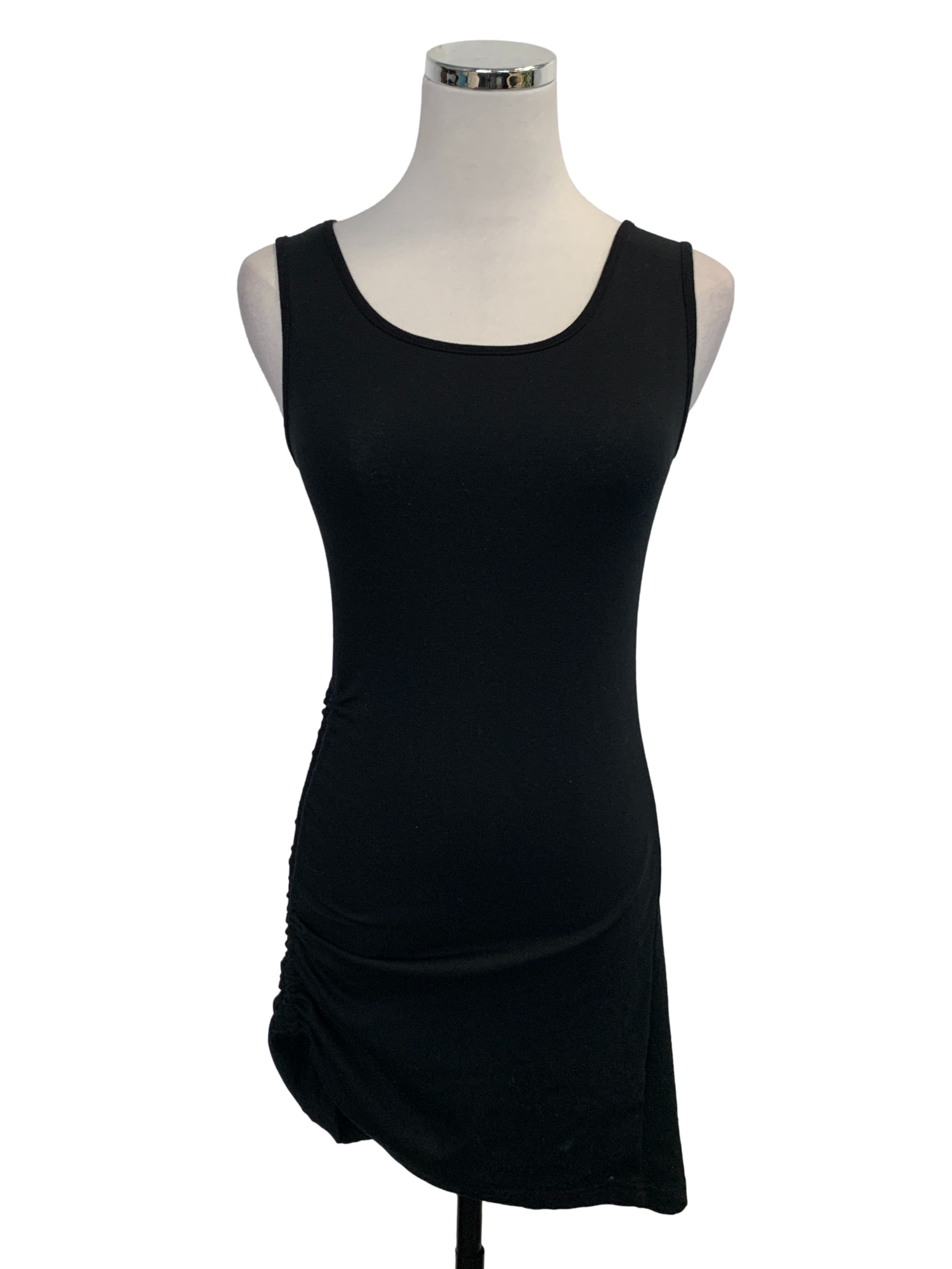 Ink Black Gathered Side Bodycon Dress