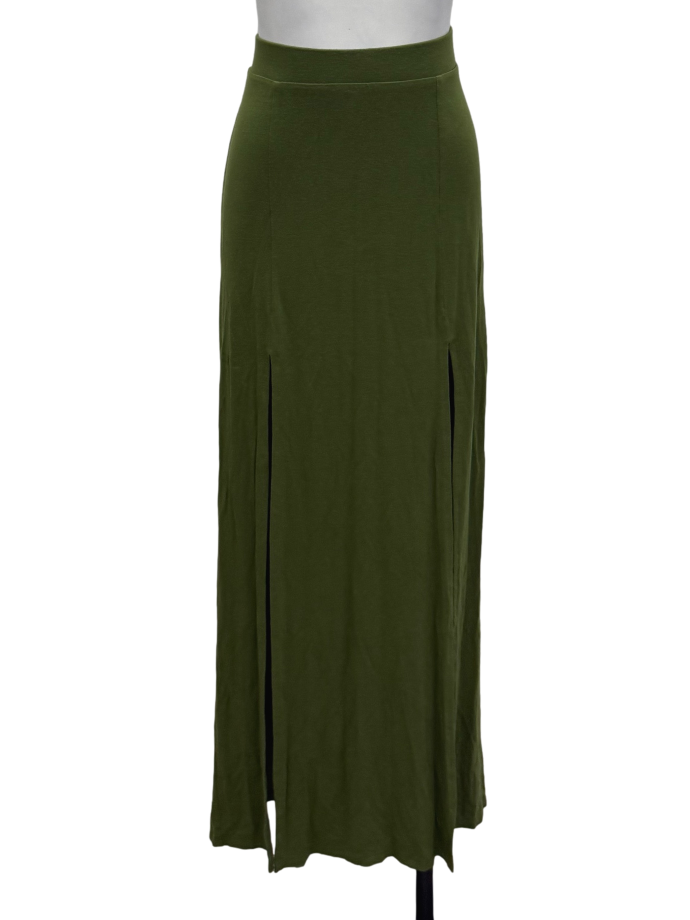 Topshop Moss Green Double Slit Skirt | REFASH