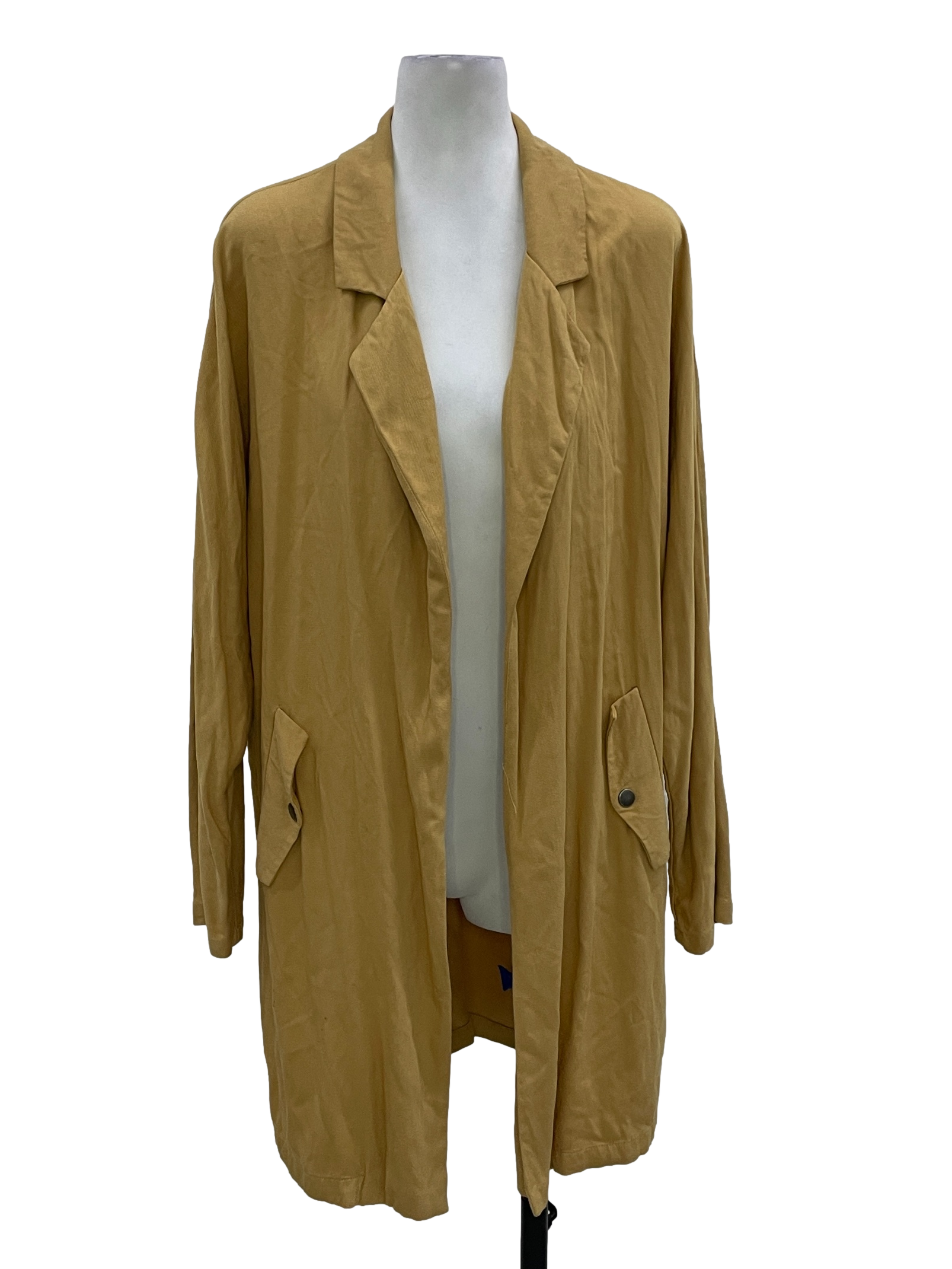 Peanut Brown Oversized Long Open Jacket