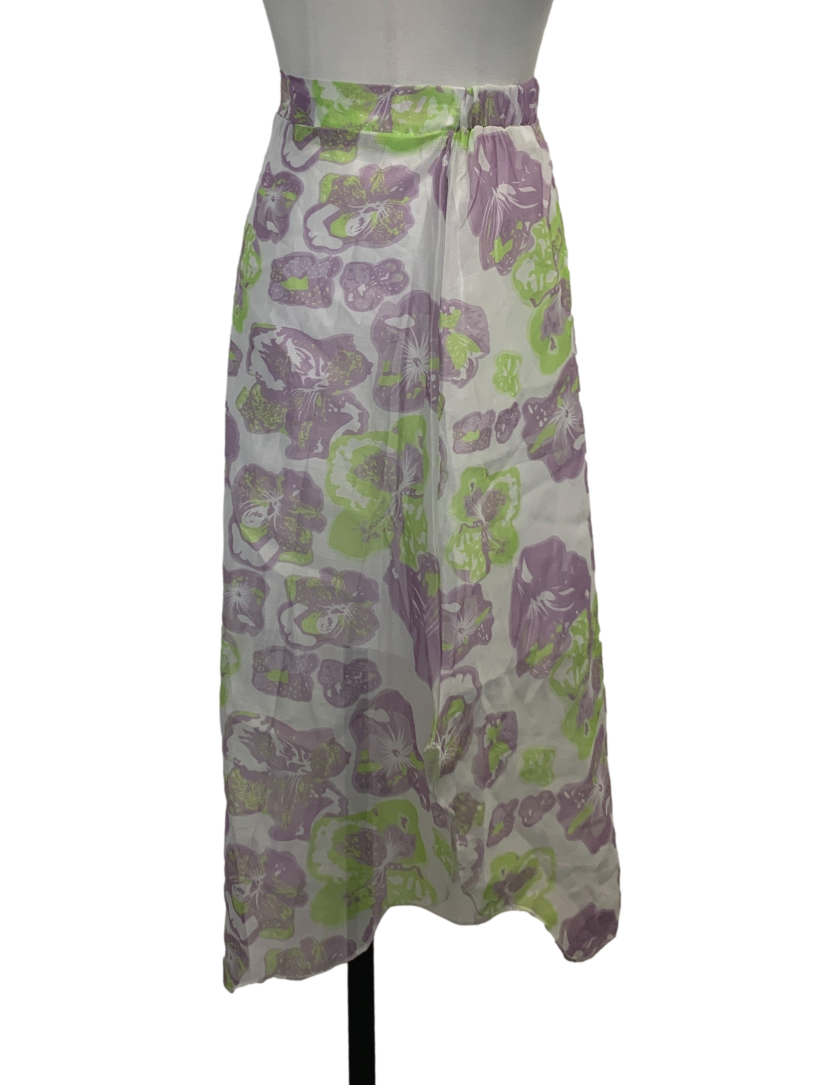 Purple and Green Asymmetrical Skirt