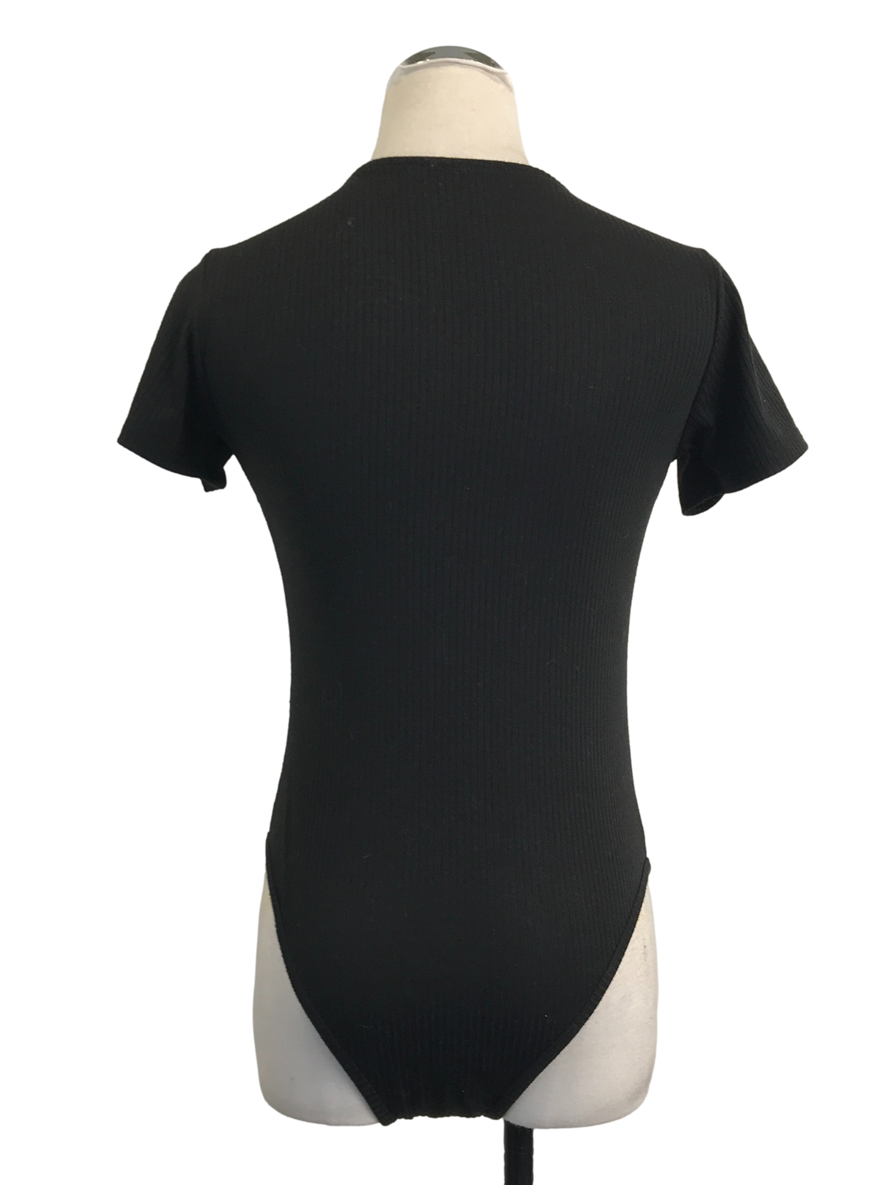 Jet Black Ribbed Short Sleeve Bodysuit