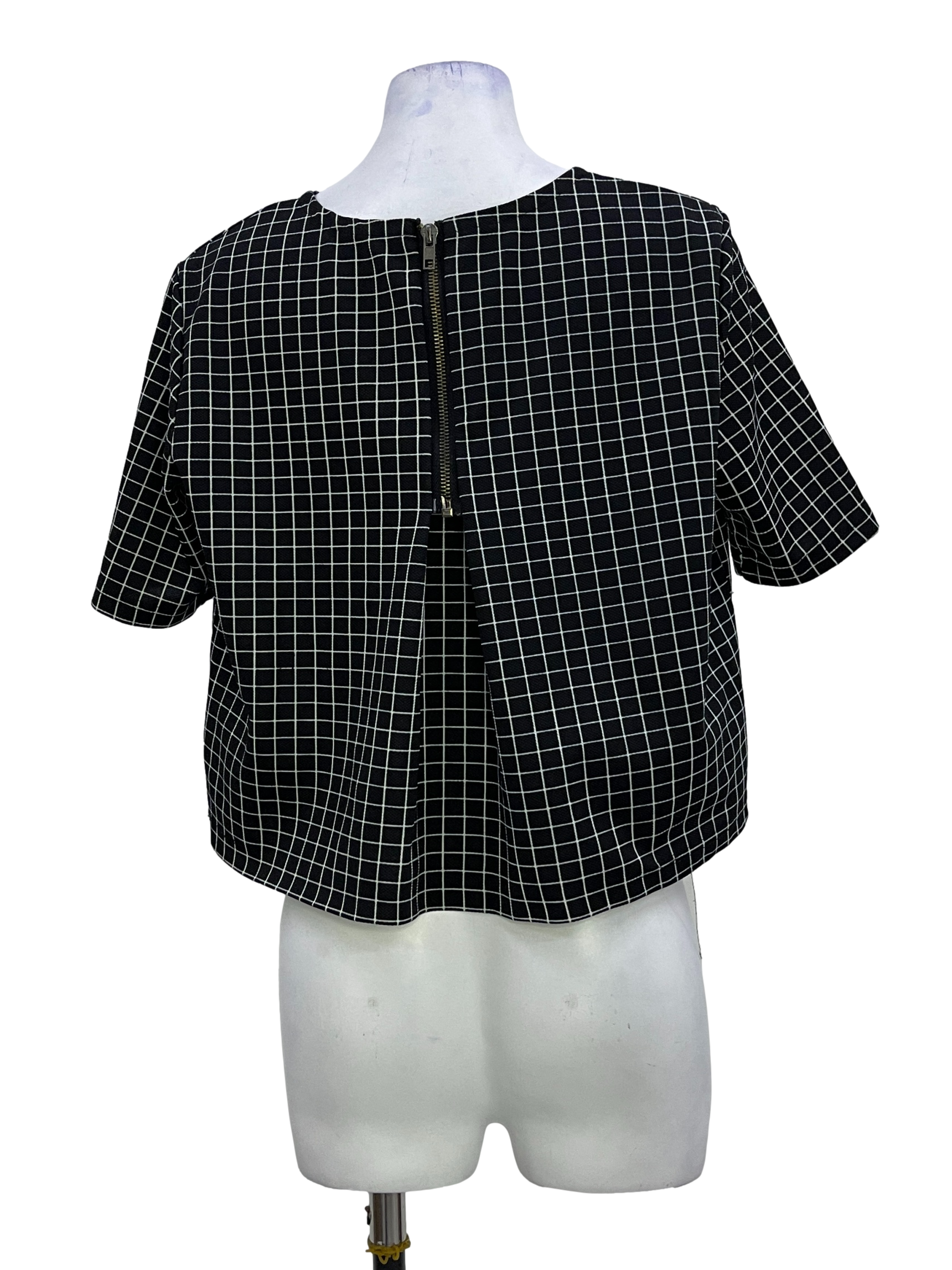 Black Windowpane Top