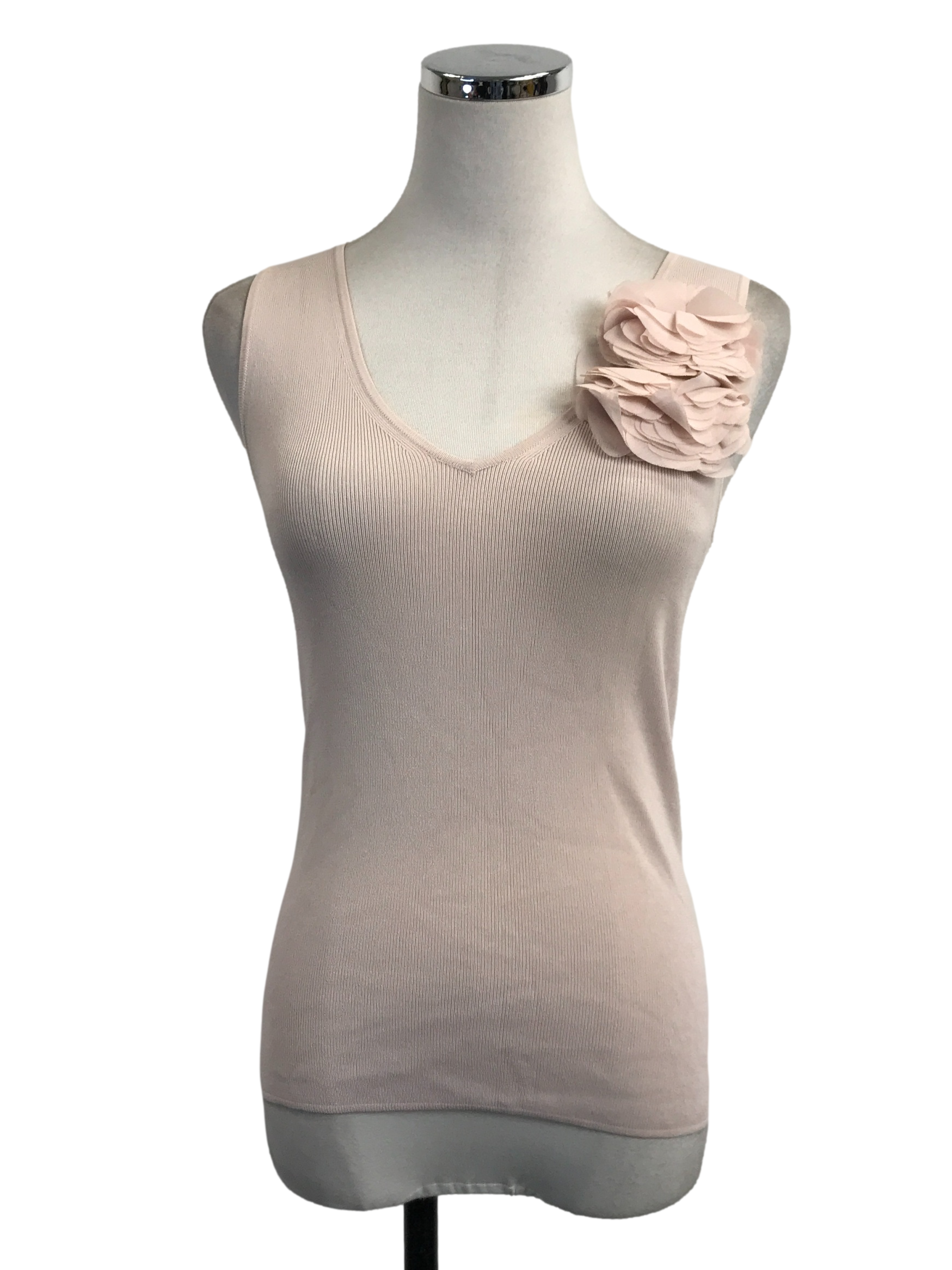 Nude Flower Detail Knit Top