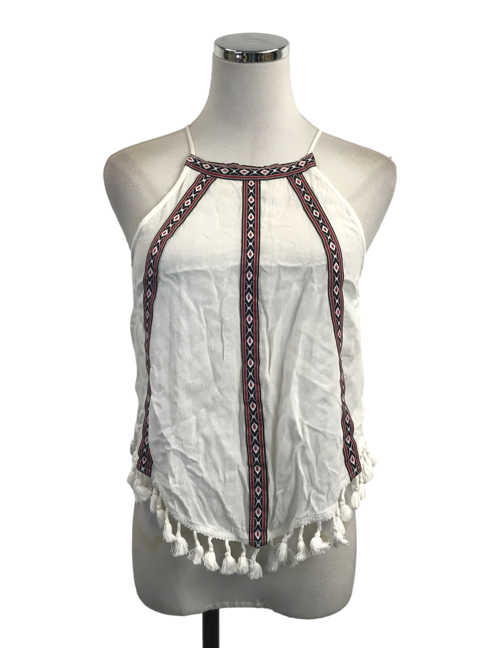 White Tassel Halter Neck Top