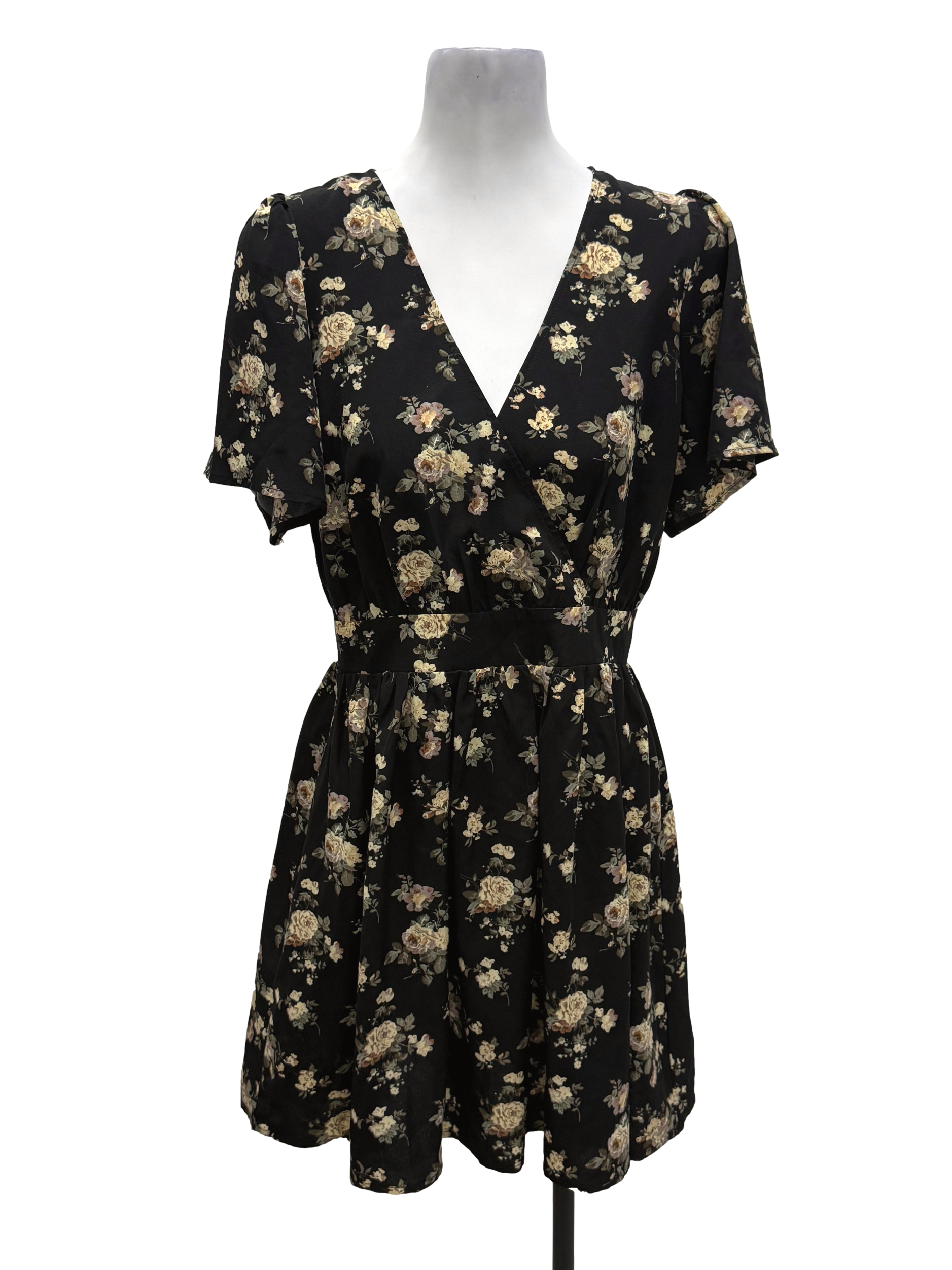 SHEIN Black Floral V Neck Dress | REFASH