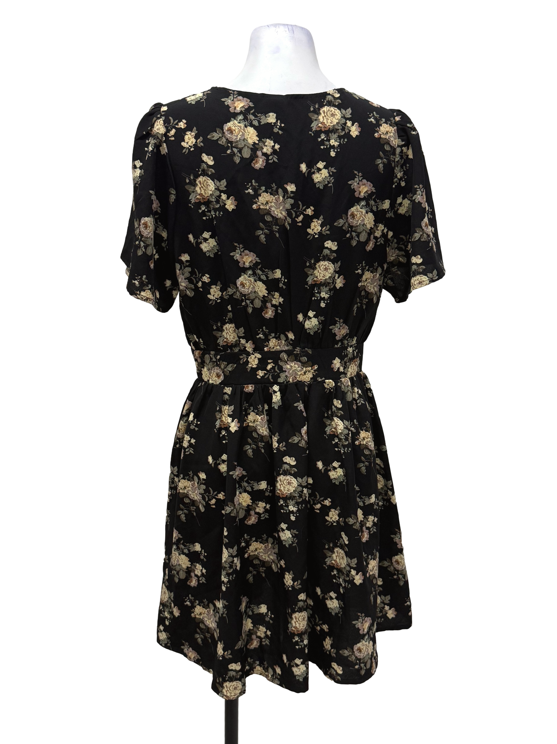 SHEIN Black Floral V Neck Dress | REFASH